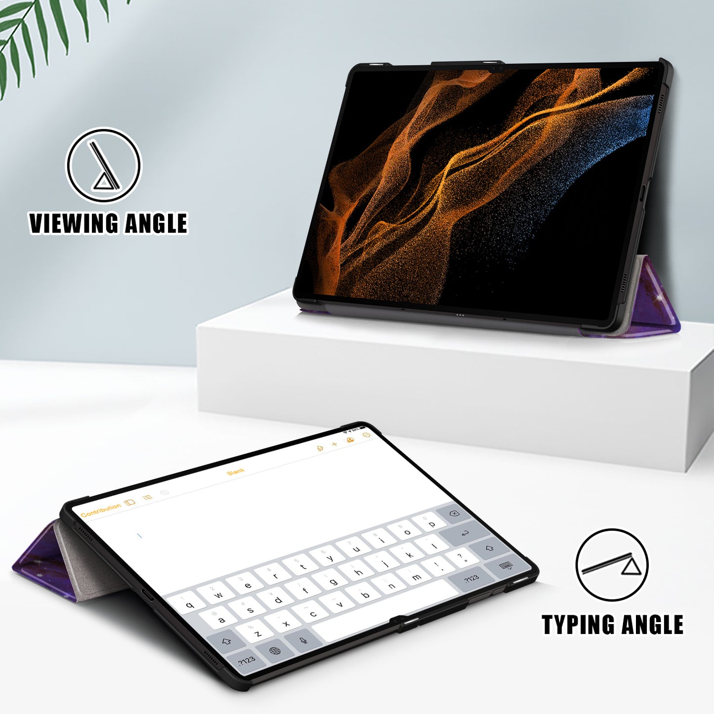 Tablet Leather Case for Samsung Galaxy Tab S9 Ultra SM-X910 M-X916B SM-X918 , Tri-fold Stand Pattern Printed Cover