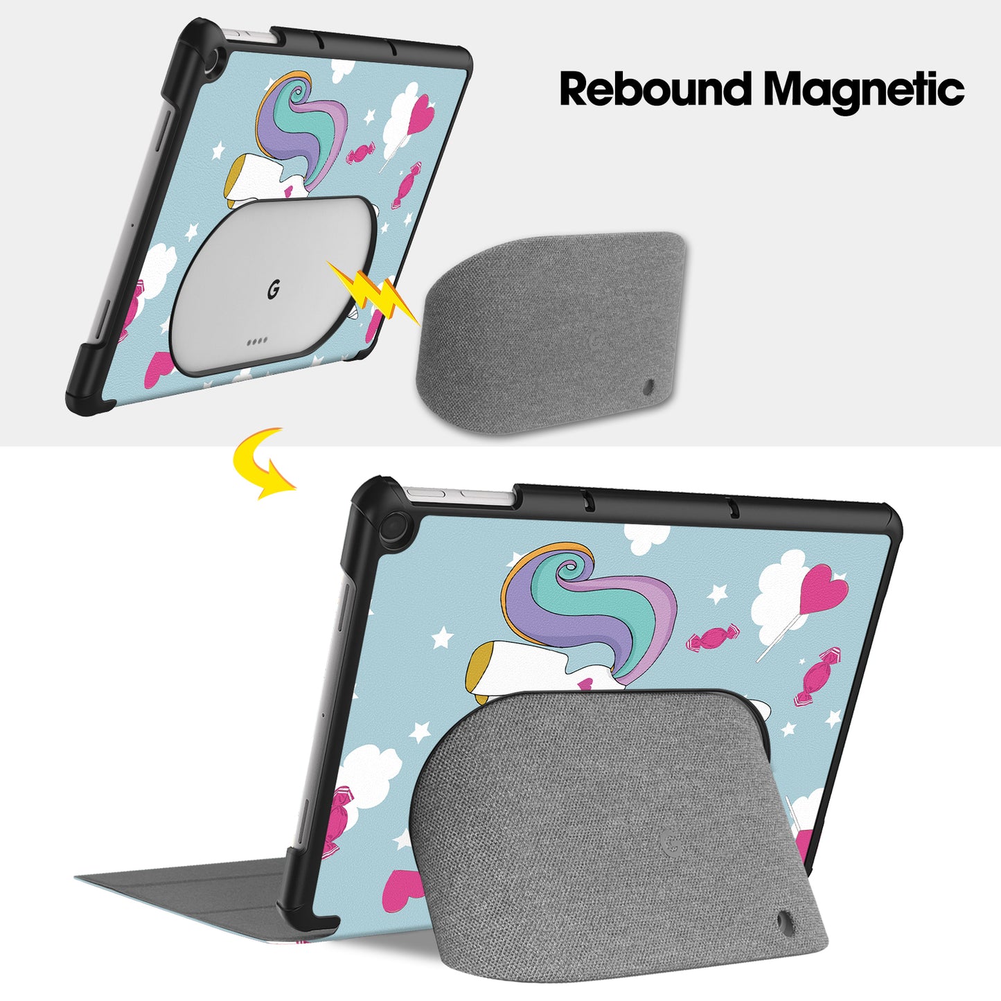 Trifold Stand PU Leather Case for Google Pixel Tablet , Pattern Printing Protective Tablet Cover