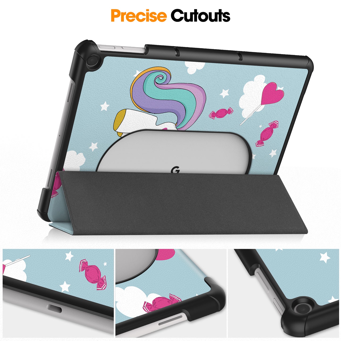 Trifold Stand PU Leather Case for Google Pixel Tablet , Pattern Printing Protective Tablet Cover