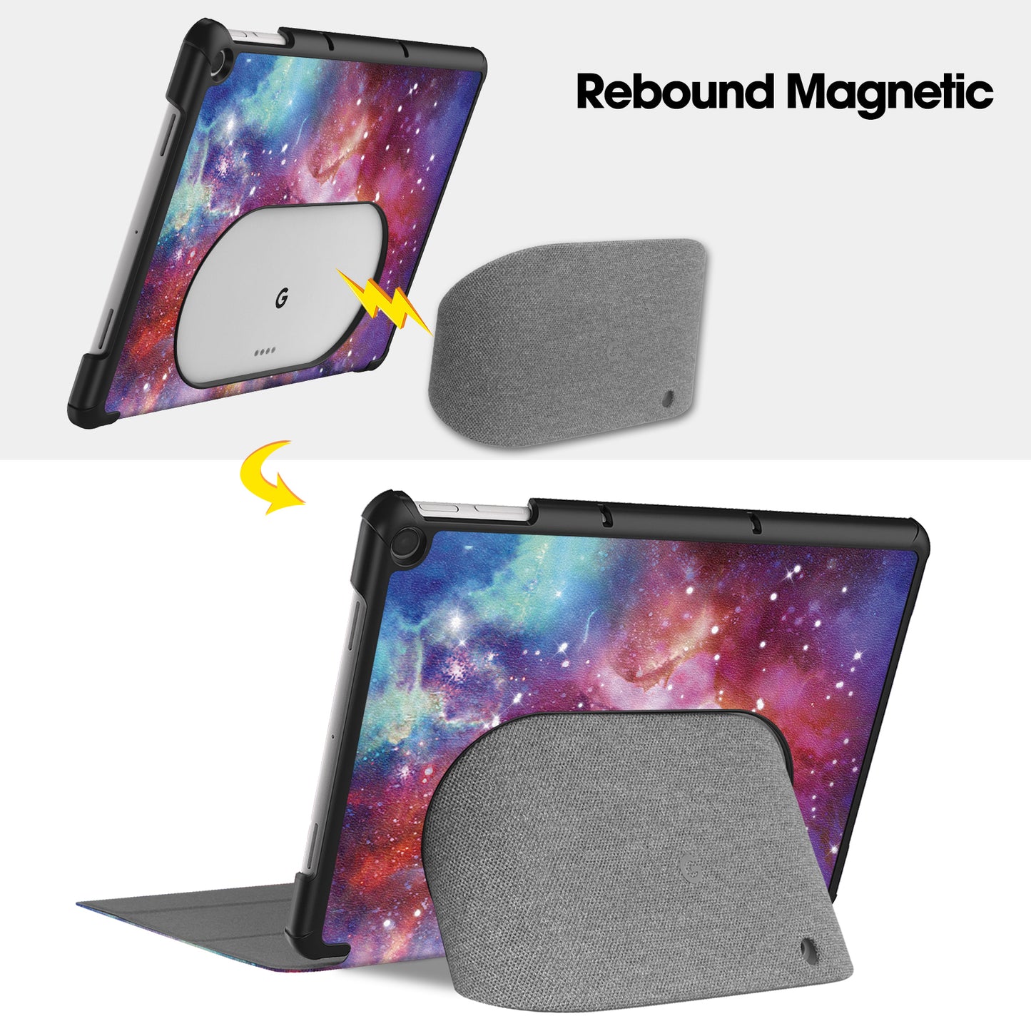 Trifold Stand PU Leather Case for Google Pixel Tablet , Pattern Printing Protective Tablet Cover