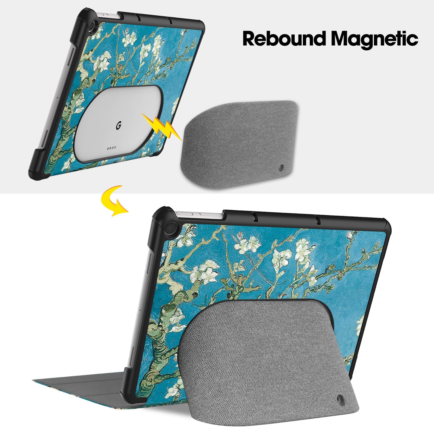 Trifold Stand PU Leather Case for Google Pixel Tablet , Pattern Printing Protective Tablet Cover