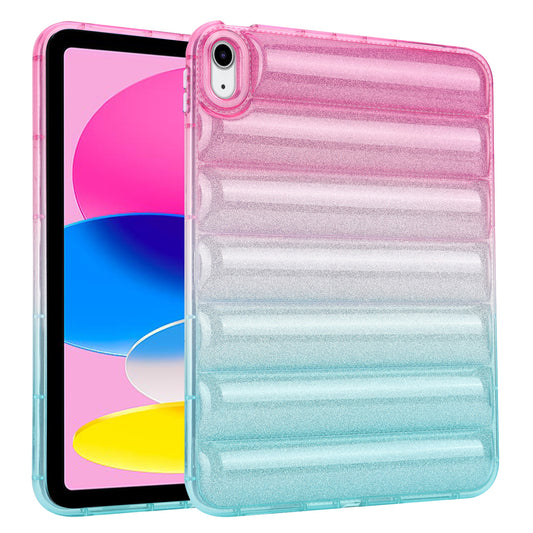 For iPad 10.9 (2022) Soft TPU Tablet Case Gradient Glitter Down Jacket Design Anti-drop Cover