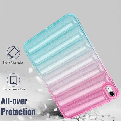 For iPad 10.9 (2022) Soft TPU Tablet Case Gradient Glitter Down Jacket Design Anti-drop Cover