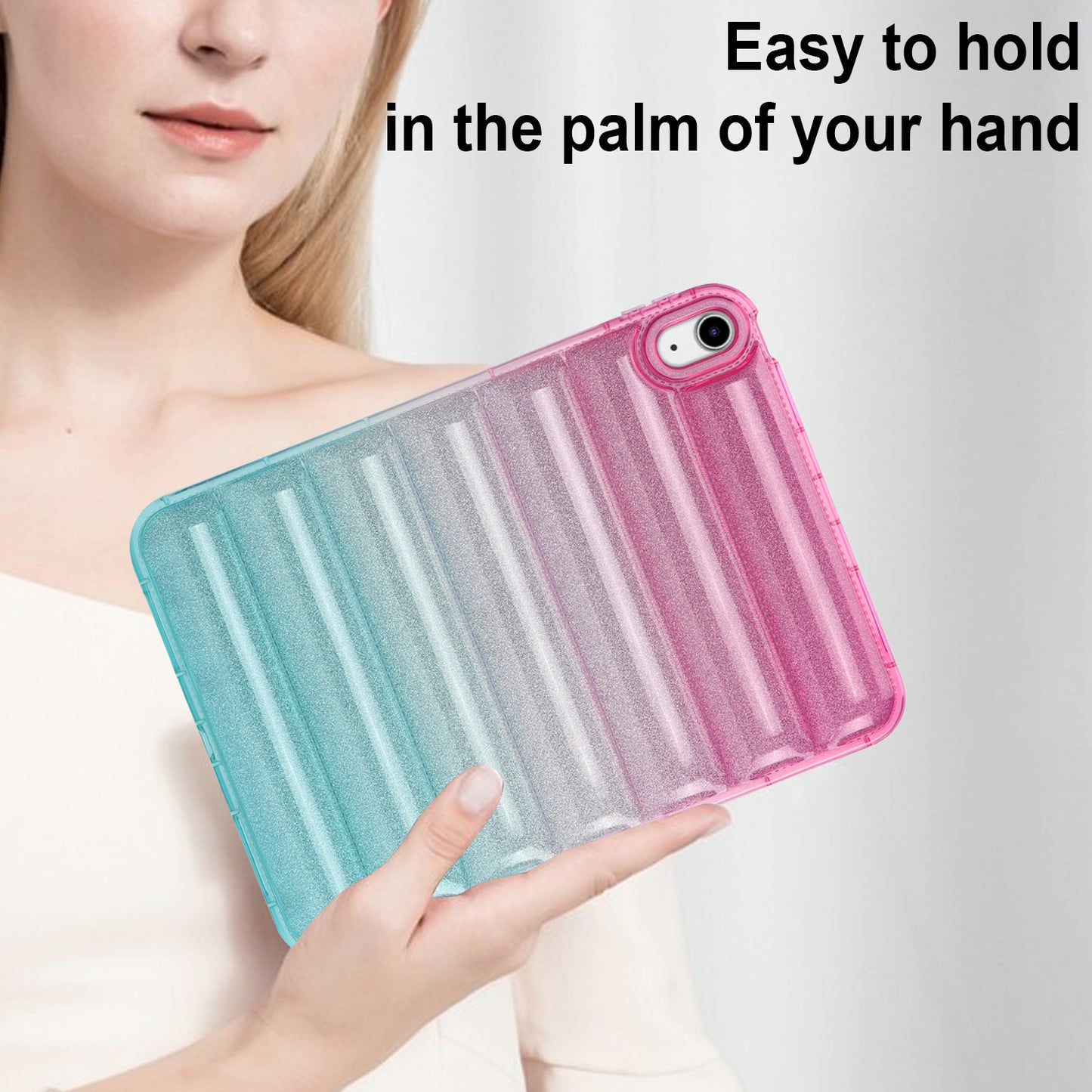 For iPad 10.9 (2022) Soft TPU Tablet Case Gradient Glitter Down Jacket Design Anti-drop Cover