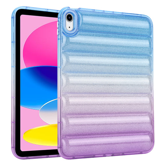 For iPad 10.9 (2022) Soft TPU Tablet Case Gradient Glitter Down Jacket Design Anti-drop Cover
