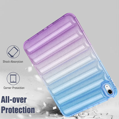 For iPad 10.9 (2022) Soft TPU Tablet Case Gradient Glitter Down Jacket Design Anti-drop Cover