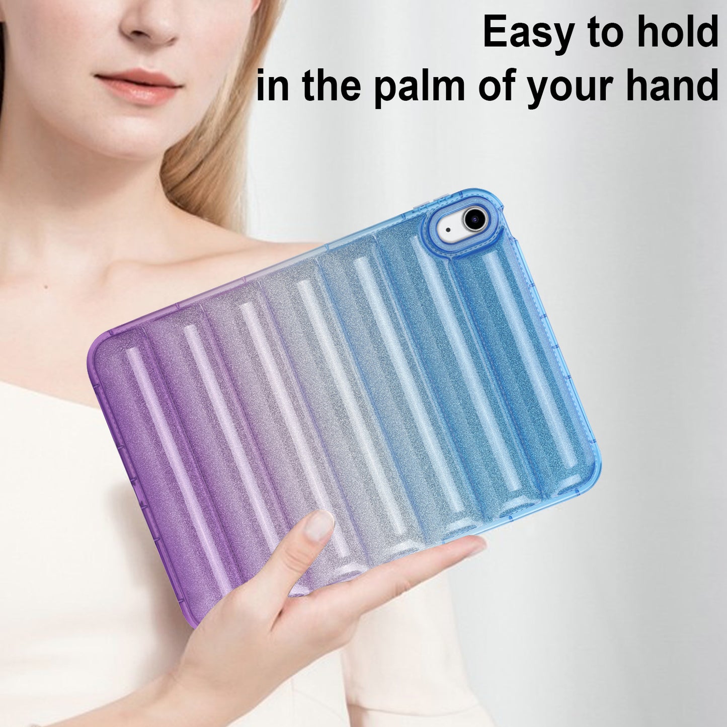For iPad 10.9 (2022) Soft TPU Tablet Case Gradient Glitter Down Jacket Design Anti-drop Cover