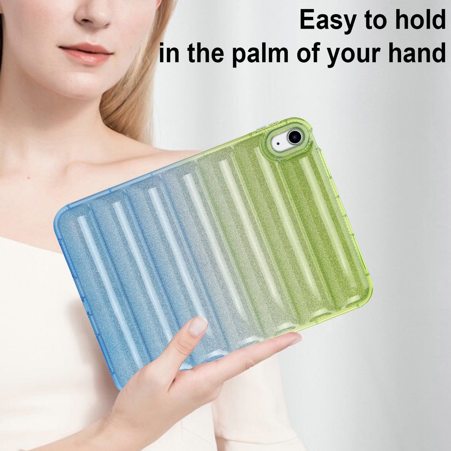 For iPad 10.9 (2022) Soft TPU Tablet Case Gradient Glitter Down Jacket Design Anti-drop Cover