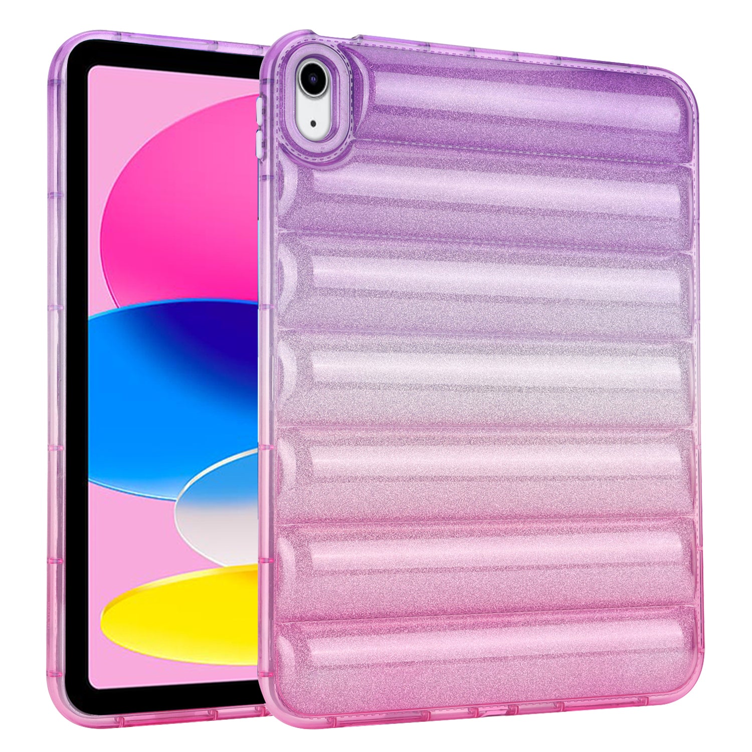 For iPad 10.9 (2022) Soft TPU Tablet Case Gradient Glitter Down Jacket Design Anti-drop Cover
