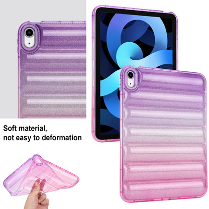 For iPad 10.9 (2022) Soft TPU Tablet Case Gradient Glitter Down Jacket Design Anti-drop Cover