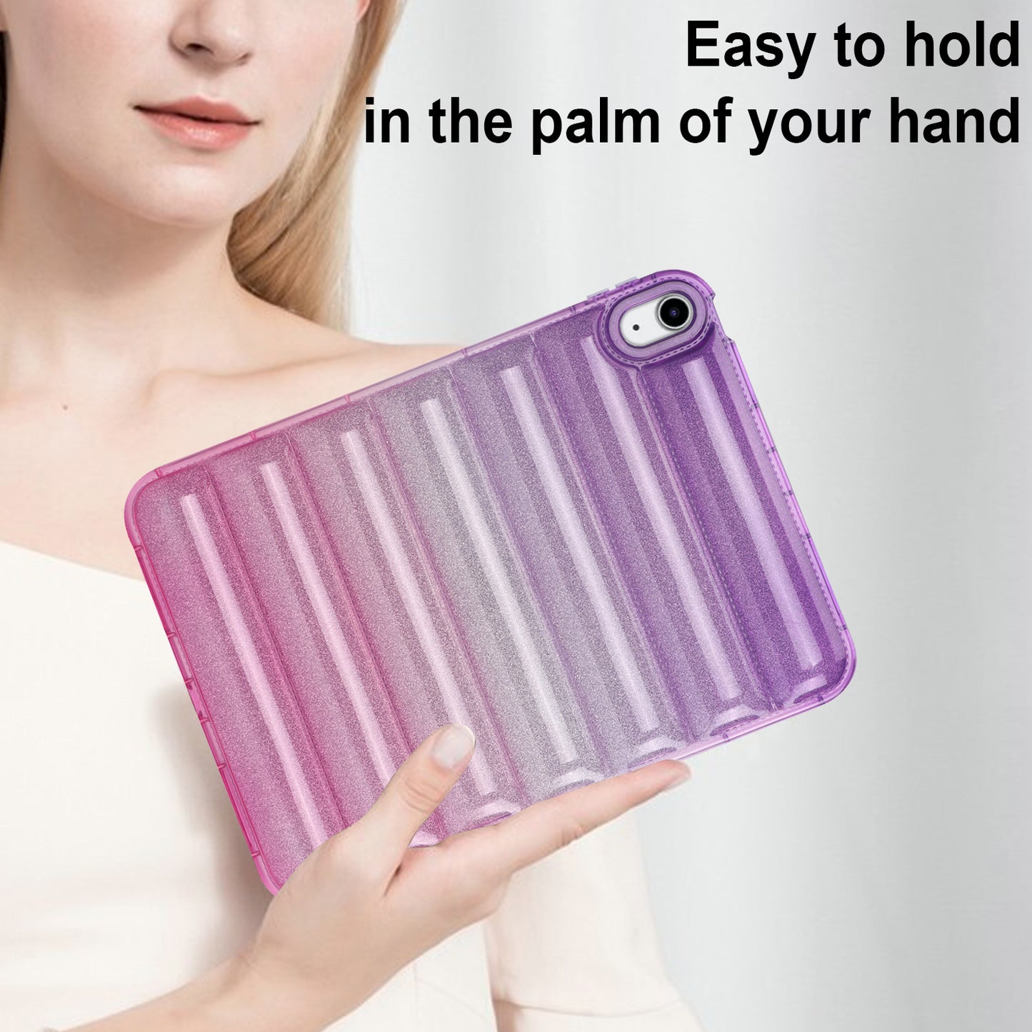 For iPad 10.9 (2022) Soft TPU Tablet Case Gradient Glitter Down Jacket Design Anti-drop Cover