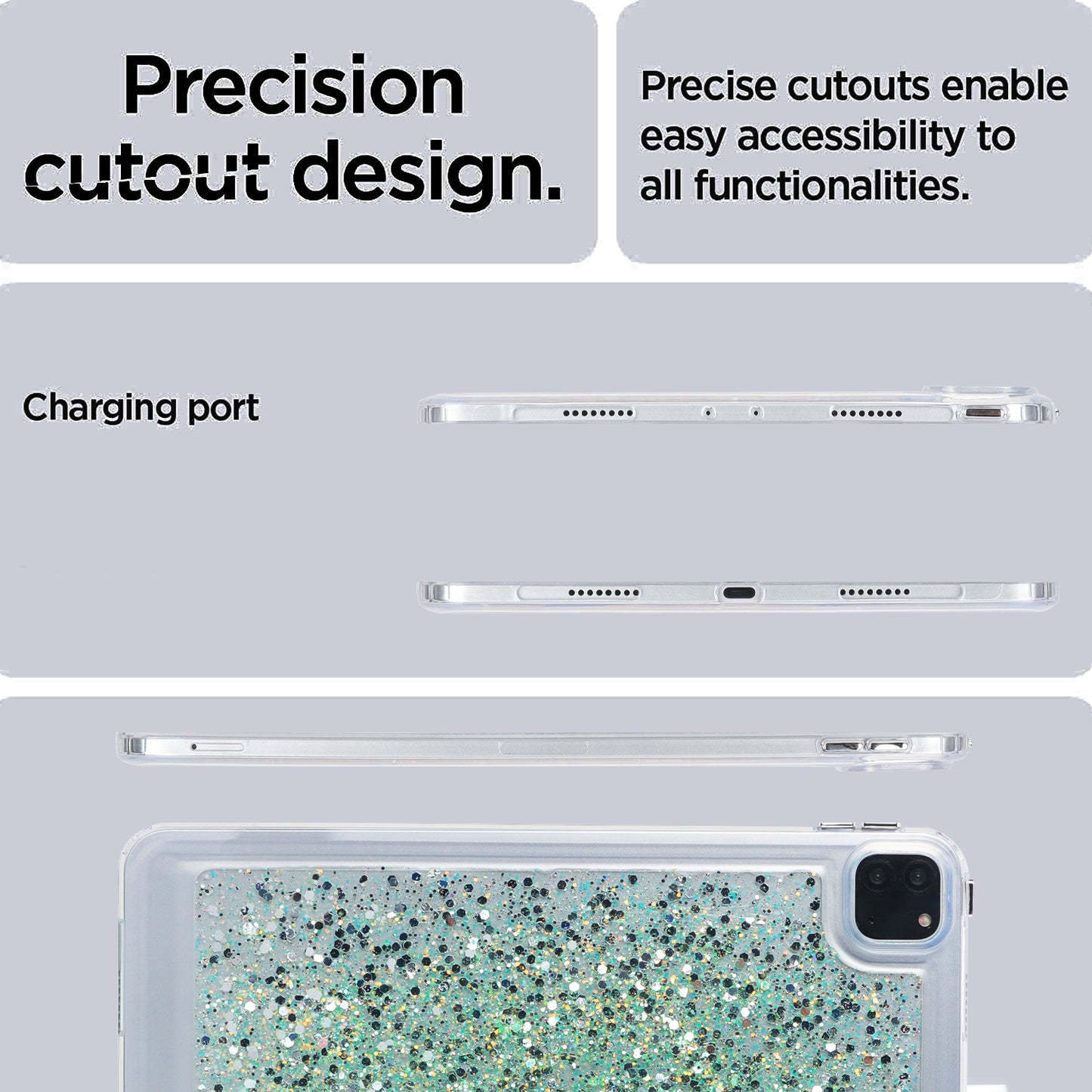 For iPad Pro 11 (2018) / (2020) / (2021) / (2022) Glitter Tablet Case TPU + PC Protective Tablet Cover