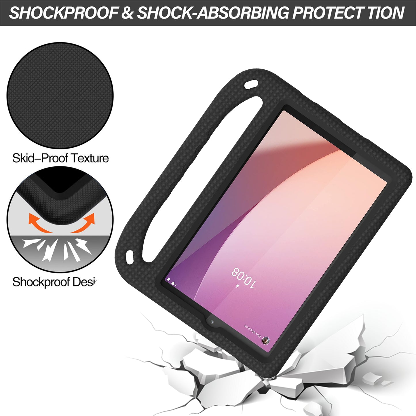 For Lenovo Tab M8 Gen 4 Hand Grip EVA Tablet Case Foldable Kickstand Tablet Cover