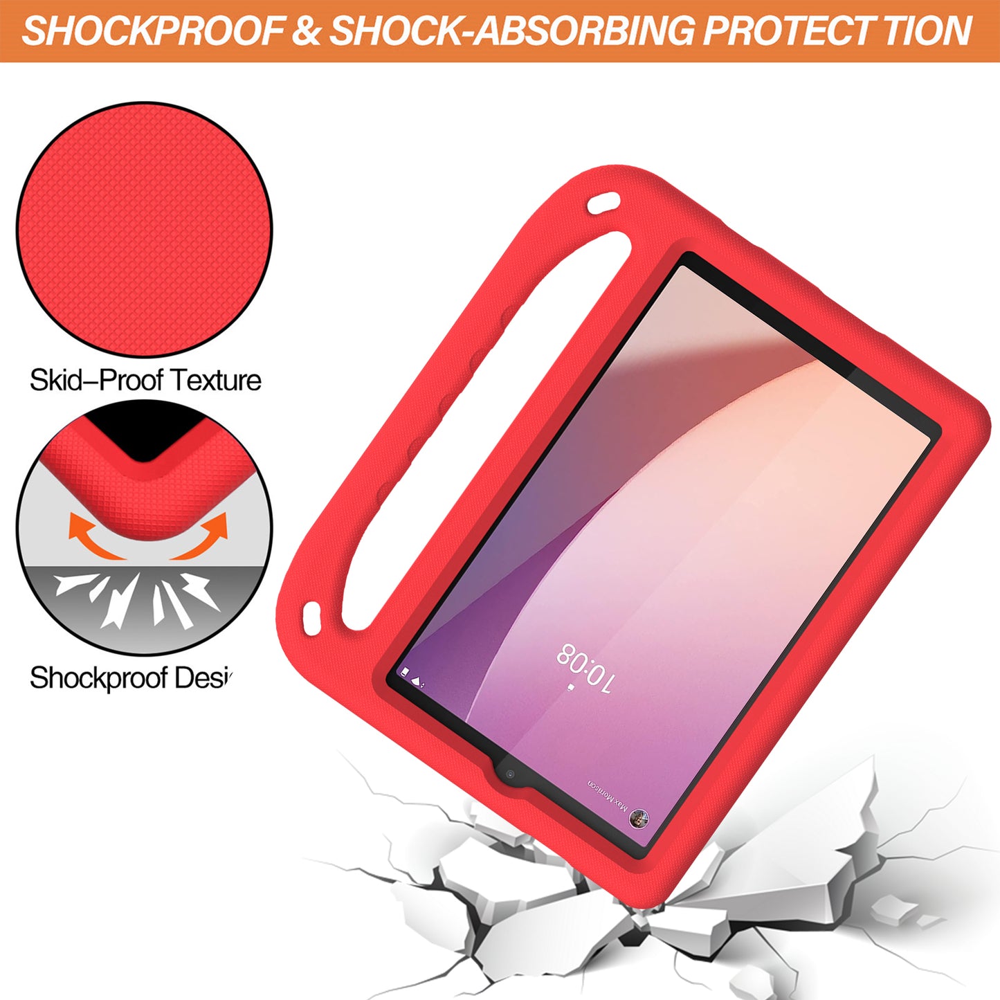For Lenovo Tab M8 Gen 4 Hand Grip EVA Tablet Case Foldable Kickstand Tablet Cover