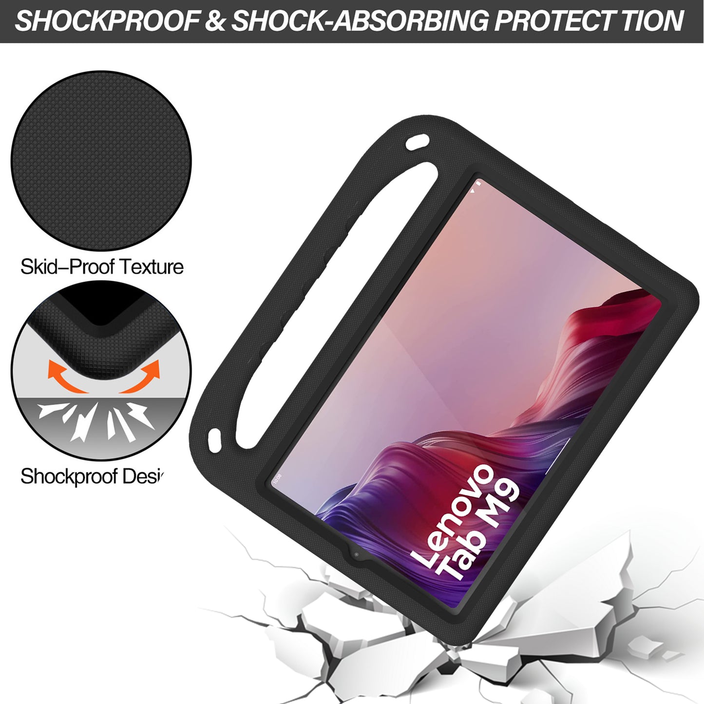 Kickstand Tablet Case for Lenovo Tab M9 , Hand Grip EVA Shockproof Tablet Cover