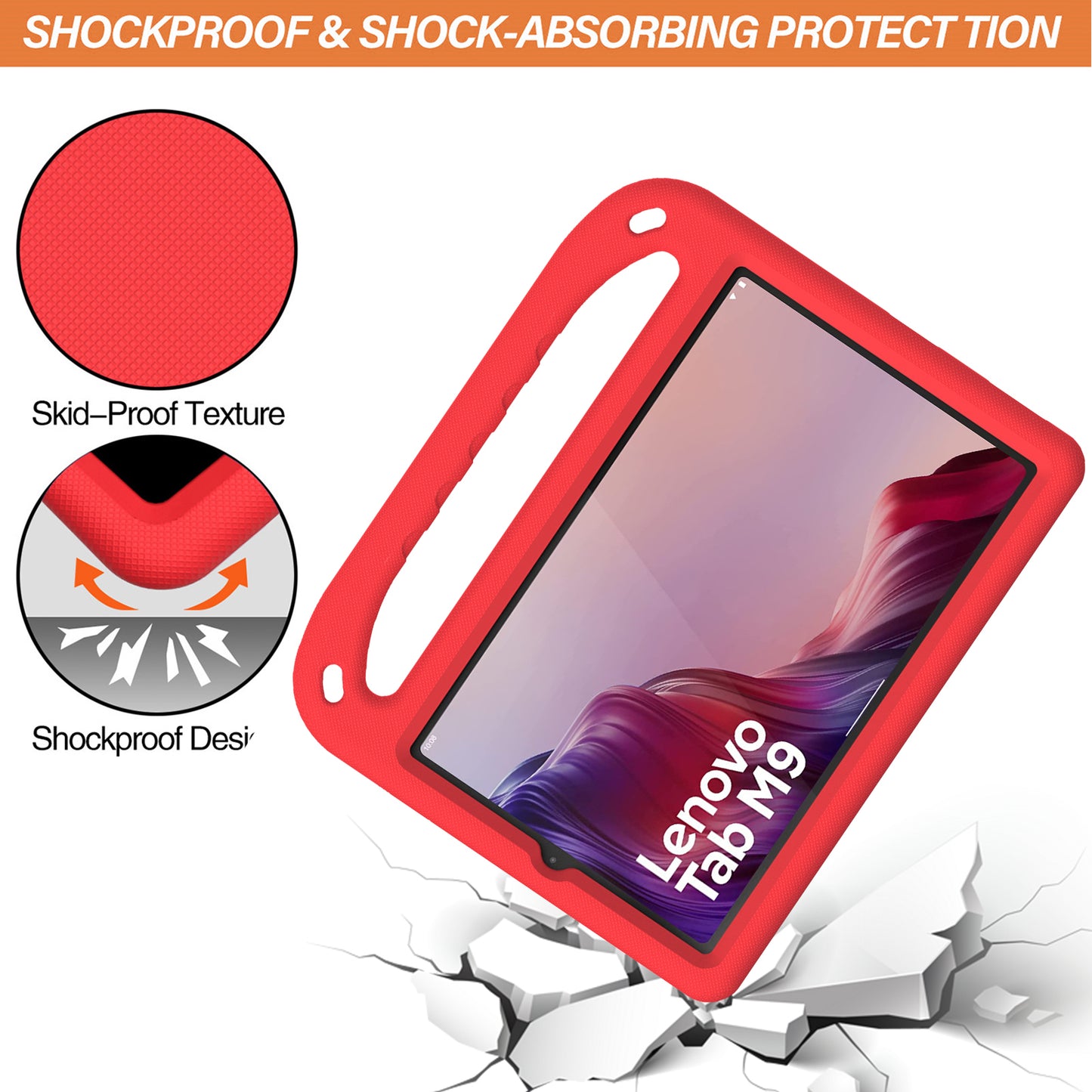 Kickstand Tablet Case for Lenovo Tab M9 , Hand Grip EVA Shockproof Tablet Cover