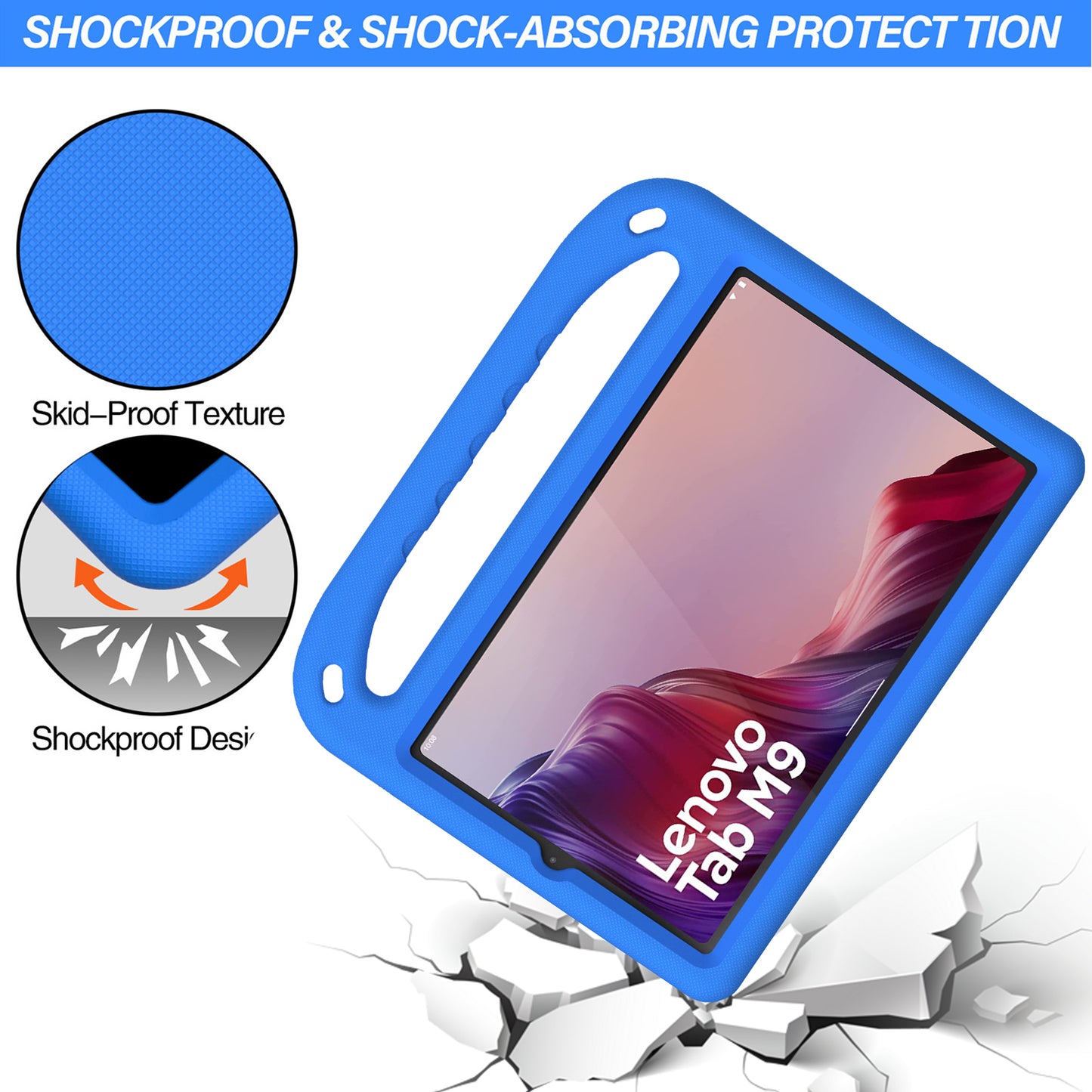 Kickstand Tablet Case for Lenovo Tab M9 , Hand Grip EVA Shockproof Tablet Cover