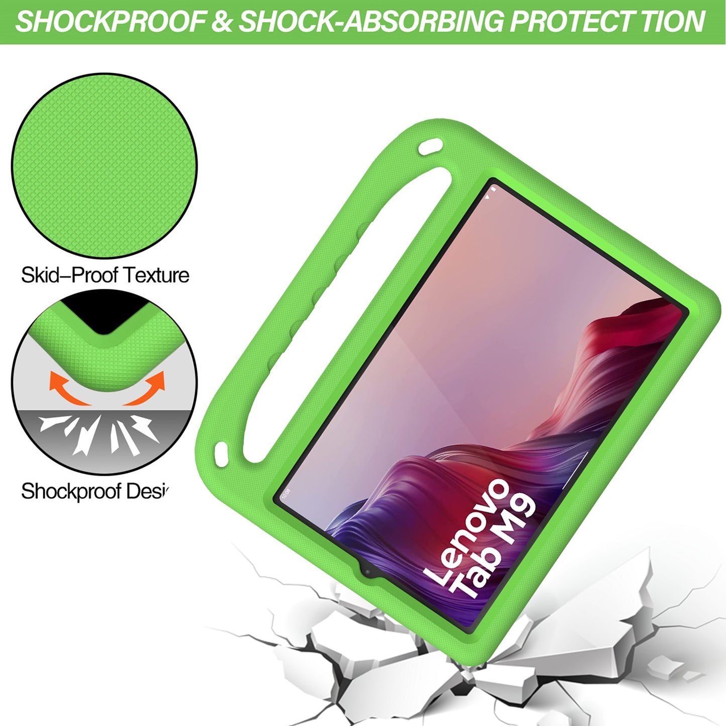 Kickstand Tablet Case for Lenovo Tab M9 , Hand Grip EVA Shockproof Tablet Cover