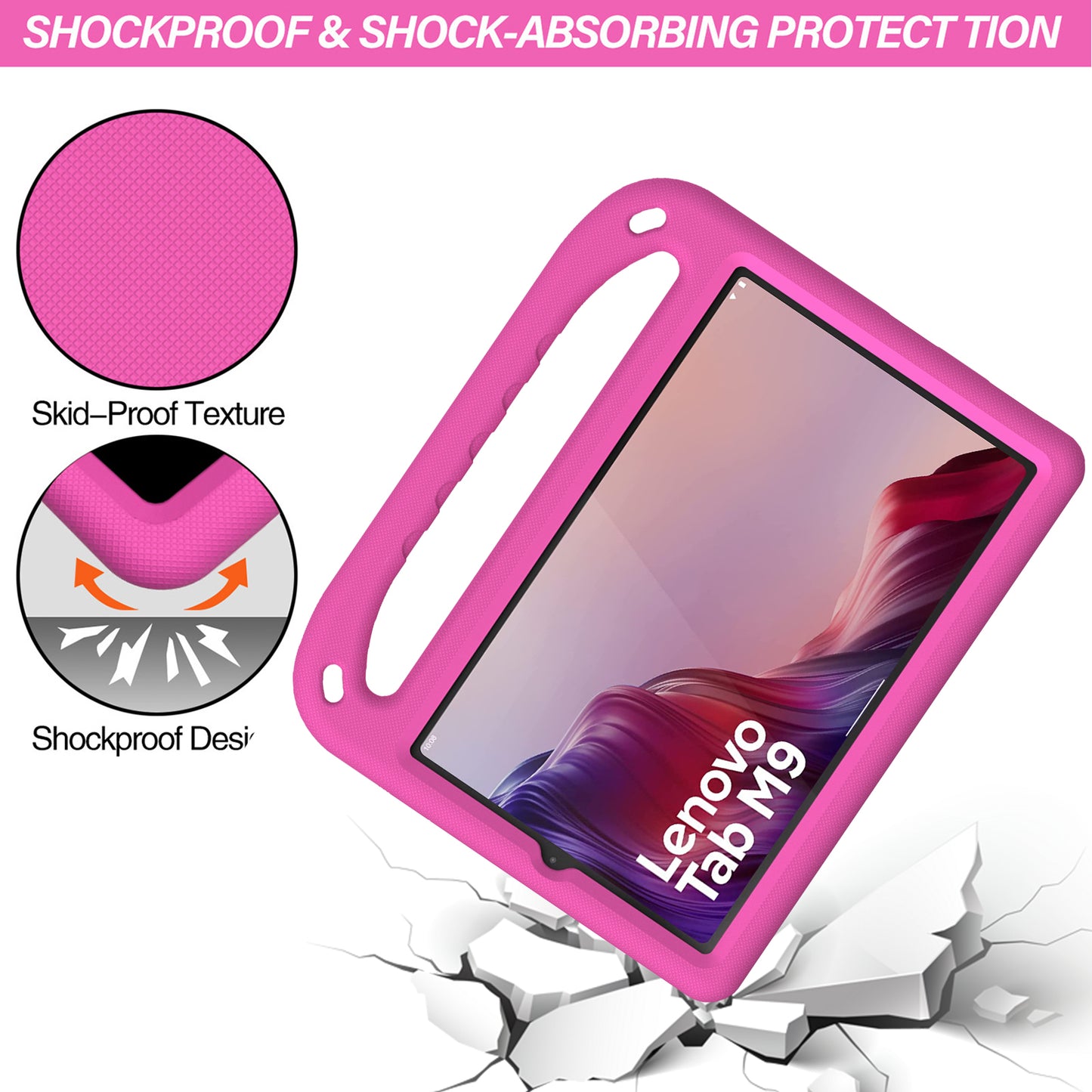 Kickstand Tablet Case for Lenovo Tab M9 , Hand Grip EVA Shockproof Tablet Cover