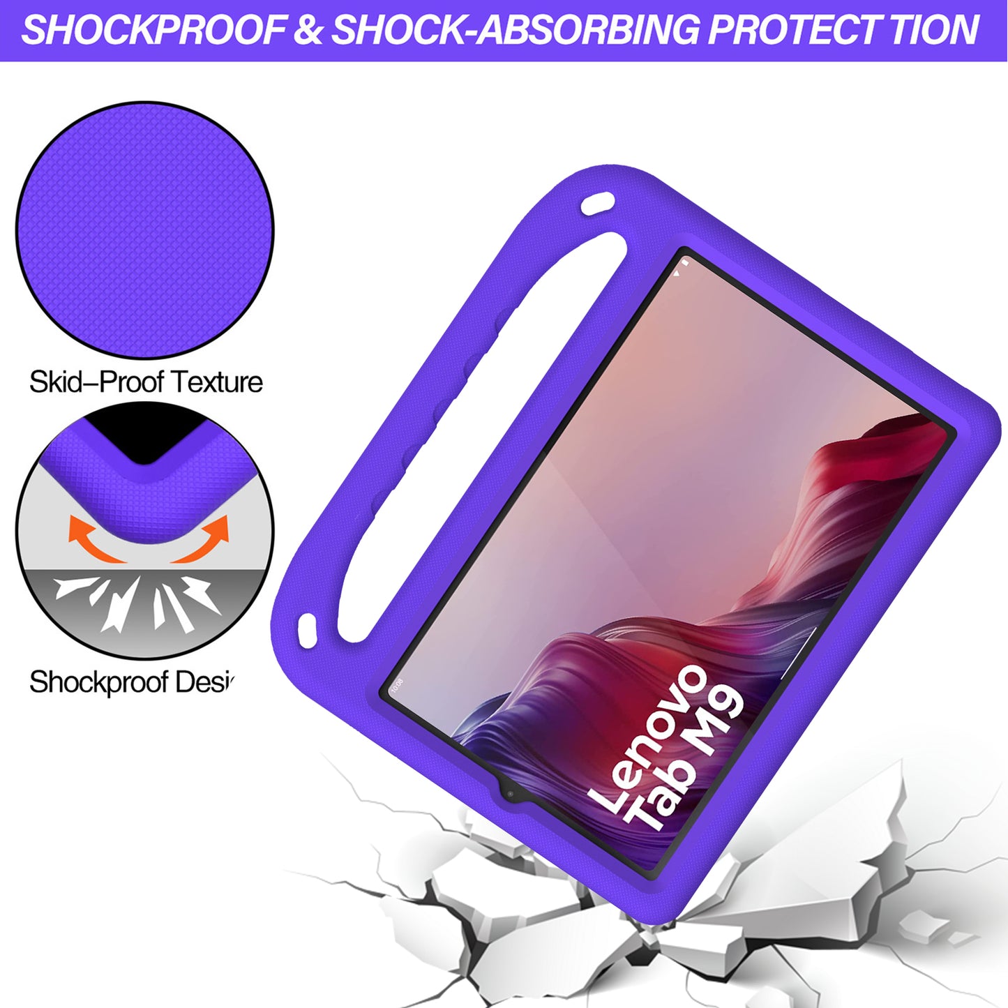 Kickstand Tablet Case for Lenovo Tab M9 , Hand Grip EVA Shockproof Tablet Cover