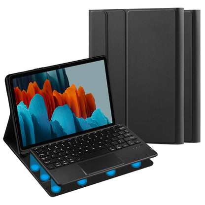 Stand Cover for Samsung Galaxy Tab S8 / S7 , PU Leather Case + Wireless Detachable Keyboard with Pen Slot and Touchpad