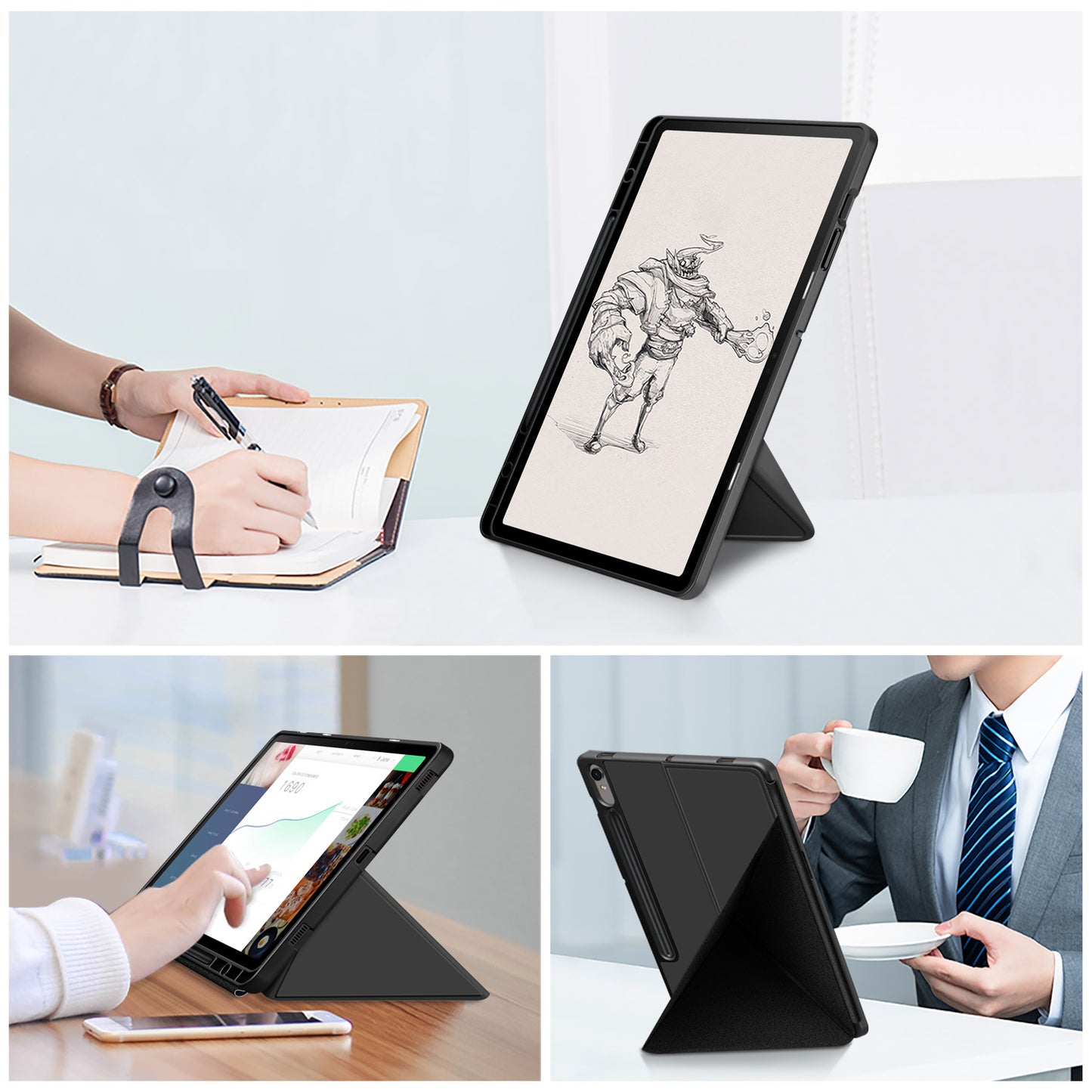 Tablet Case for Samsung Galaxy Tab S9 SM-X710, SM-X716B, SM-X718U PU Leather Origami Stand Protective Cover