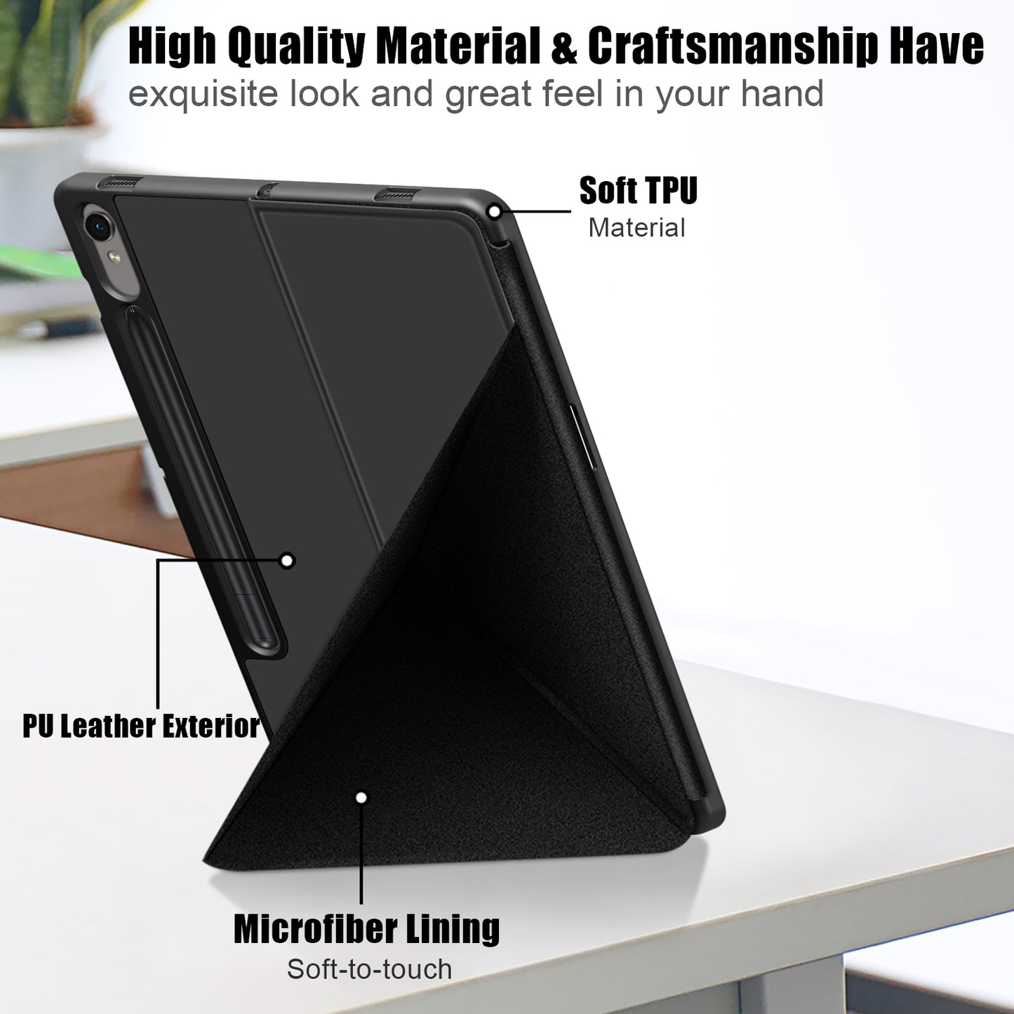 Tablet Case for Samsung Galaxy Tab S9 SM-X710, SM-X716B, SM-X718U PU Leather Origami Stand Protective Cover