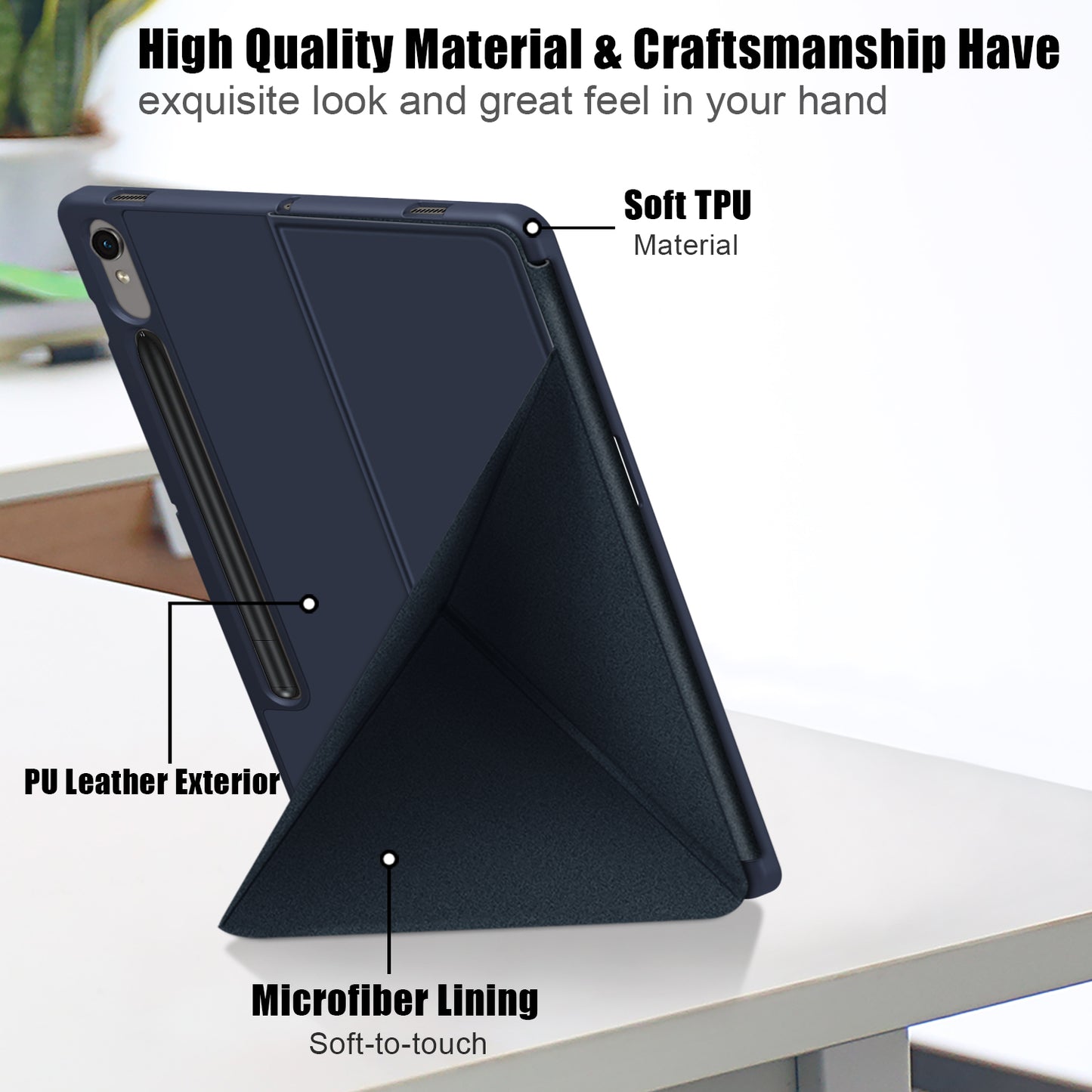 Tablet Case for Samsung Galaxy Tab S9 SM-X710, SM-X716B, SM-X718U PU Leather Origami Stand Protective Cover