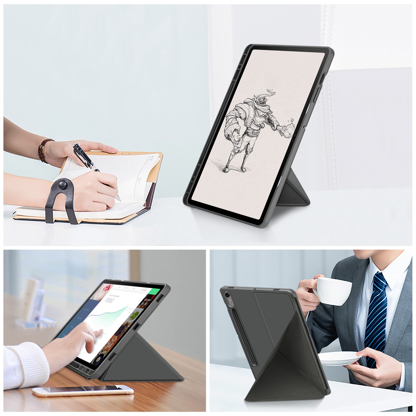 Tablet Case for Samsung Galaxy Tab S9 SM-X710, SM-X716B, SM-X718U PU Leather Origami Stand Protective Cover