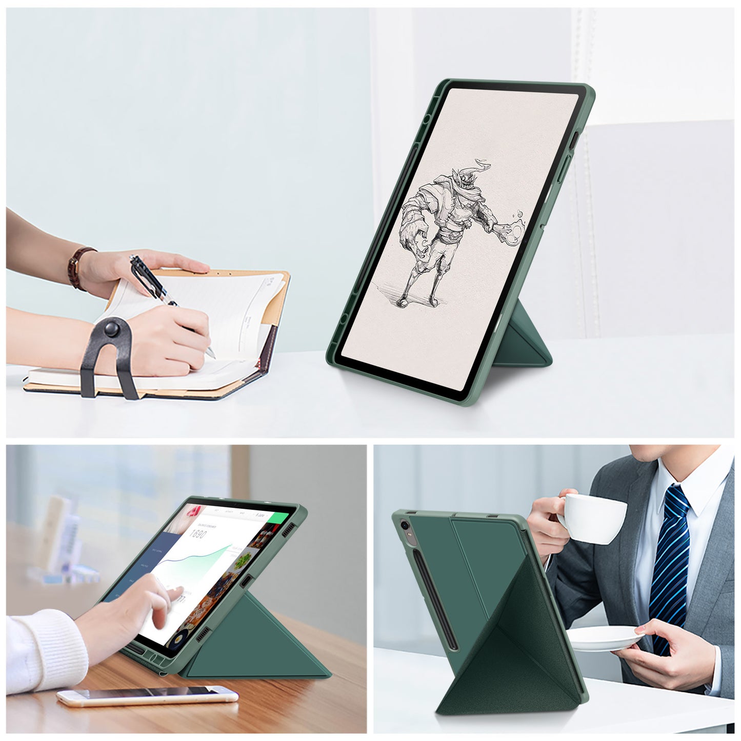 Tablet Case for Samsung Galaxy Tab S9 SM-X710, SM-X716B, SM-X718U PU Leather Origami Stand Protective Cover