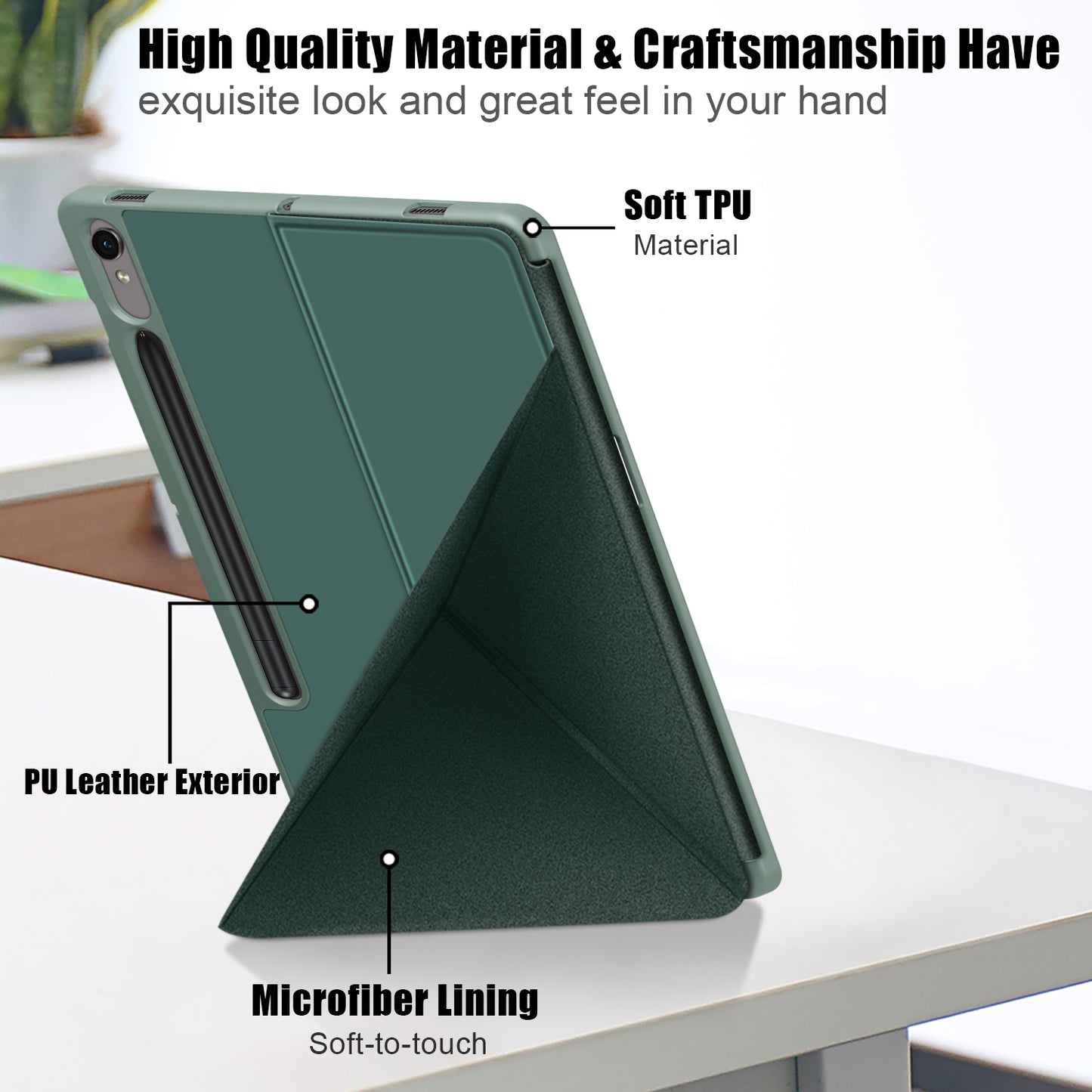 Tablet Case for Samsung Galaxy Tab S9 SM-X710, SM-X716B, SM-X718U PU Leather Origami Stand Protective Cover