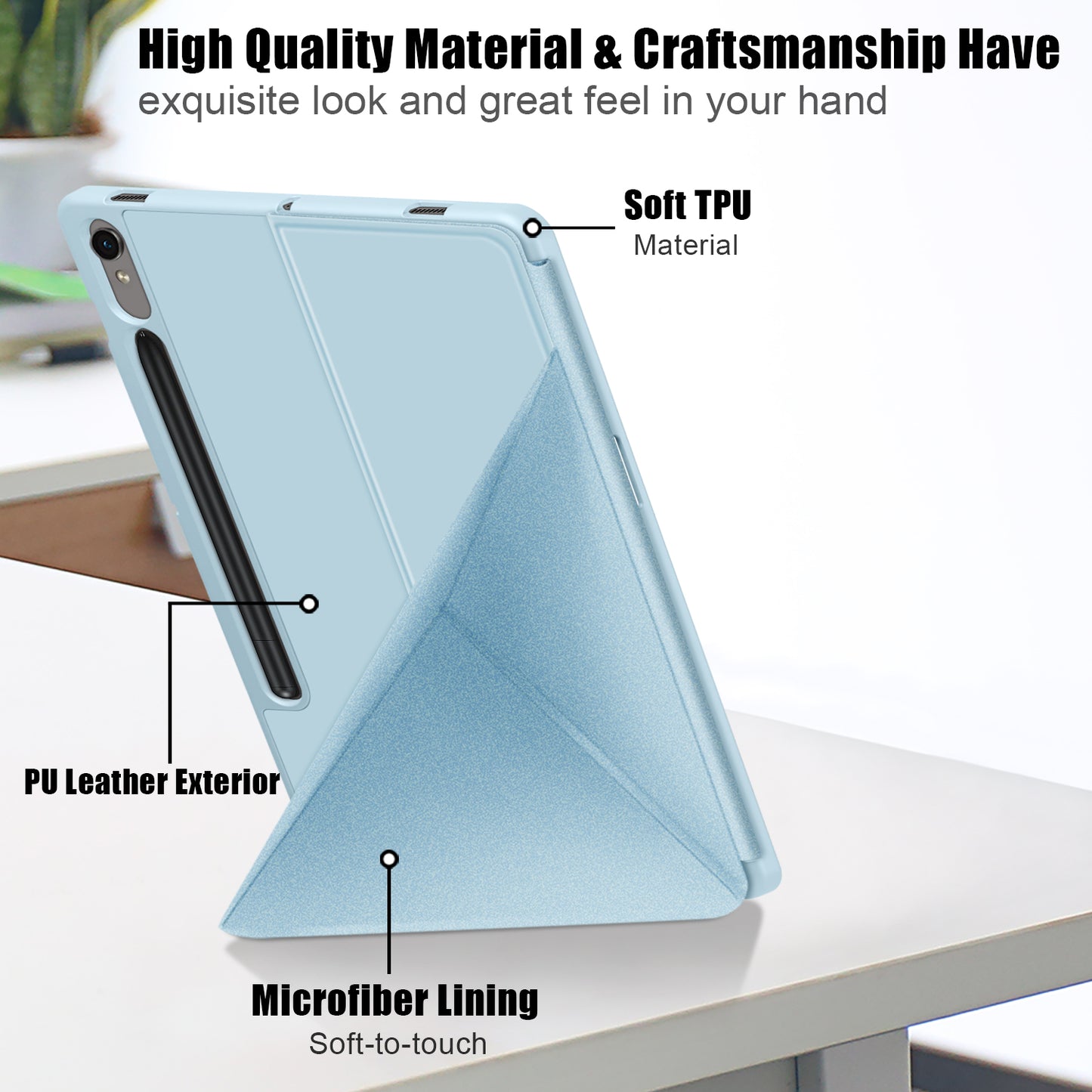 Tablet Case for Samsung Galaxy Tab S9 SM-X710, SM-X716B, SM-X718U PU Leather Origami Stand Protective Cover