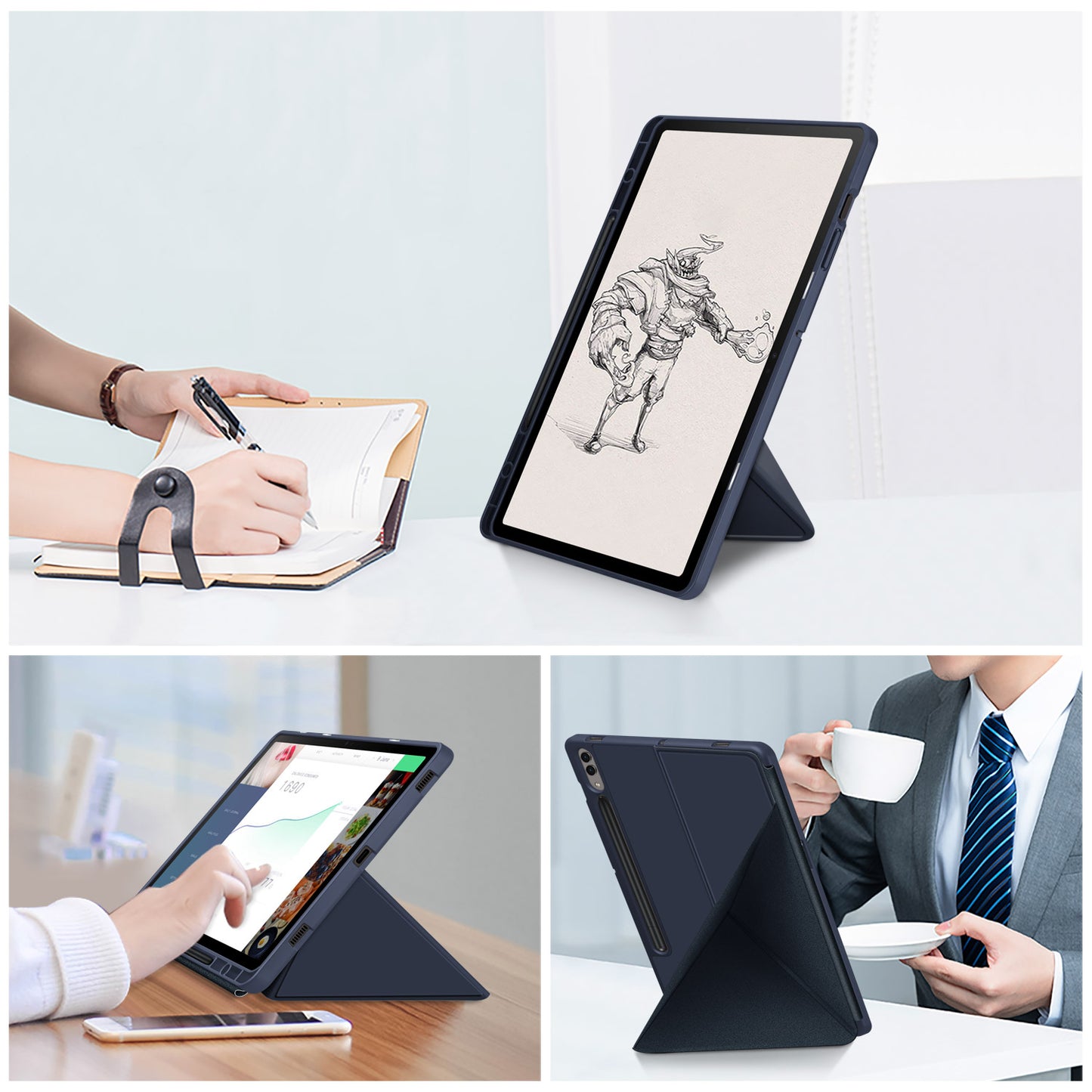 Origami Stand Case for Samsung Galaxy Tab S9+ SM-X810 (Wi-Fi), SM-X816B (5G Global), SM-X818U (5G US) PU Leather Smart Tablet Cover