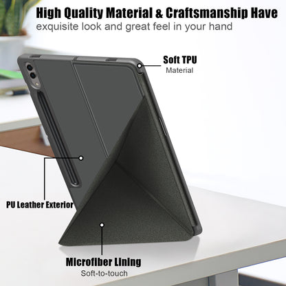 Origami Stand Case for Samsung Galaxy Tab S9+ SM-X810 (Wi-Fi), SM-X816B (5G Global), SM-X818U (5G US) PU Leather Smart Tablet Cover
