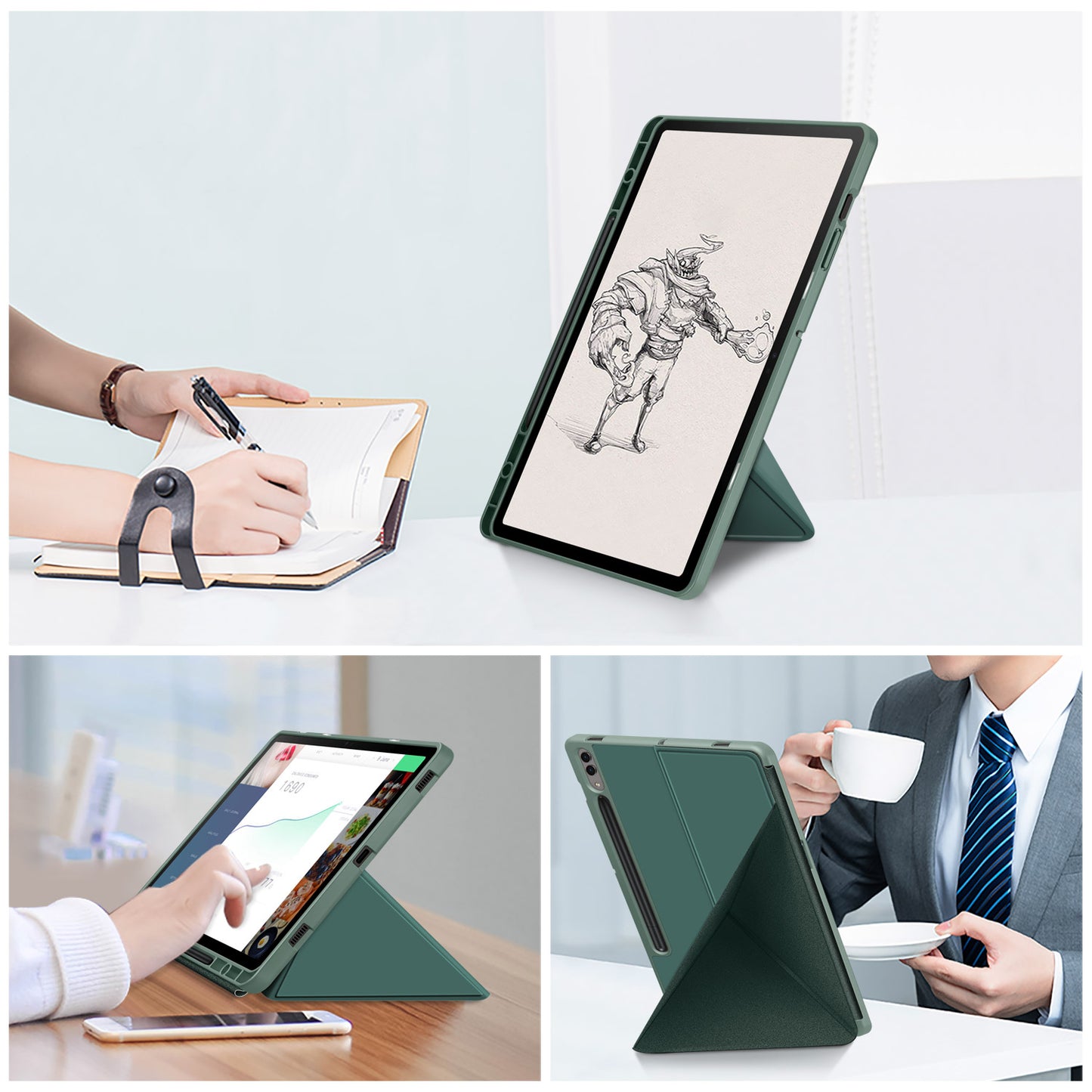 Origami Stand Case for Samsung Galaxy Tab S9+ SM-X810 (Wi-Fi), SM-X816B (5G Global), SM-X818U (5G US) PU Leather Smart Tablet Cover