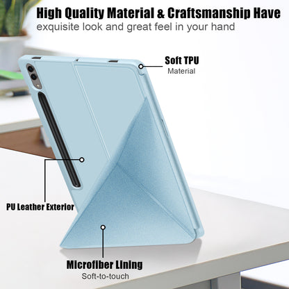 Origami Stand Case for Samsung Galaxy Tab S9+ SM-X810 (Wi-Fi), SM-X816B (5G Global), SM-X818U (5G US) PU Leather Smart Tablet Cover