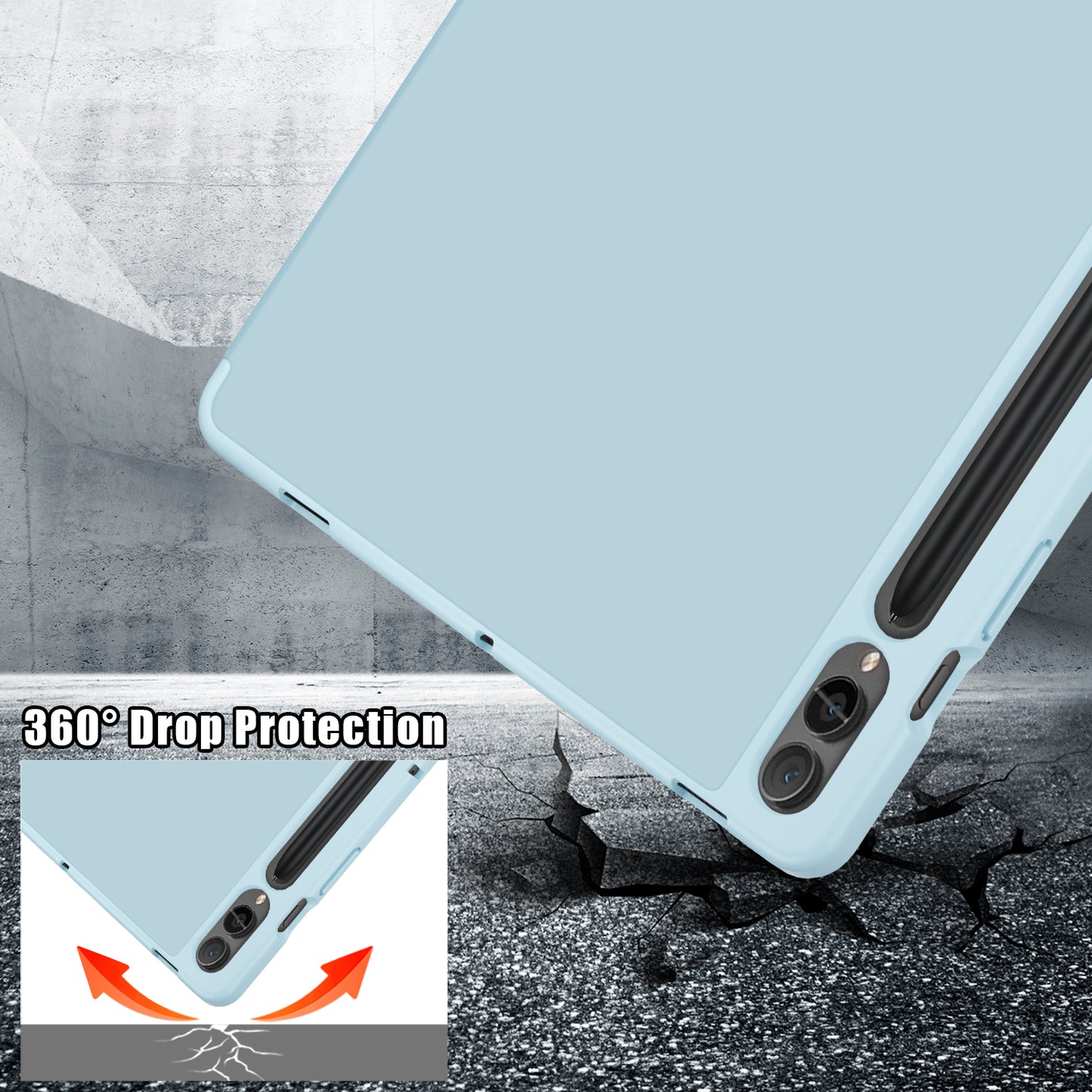 Origami Stand Case for Samsung Galaxy Tab S9+ SM-X810 (Wi-Fi), SM-X816B (5G Global), SM-X818U (5G US) PU Leather Smart Tablet Cover