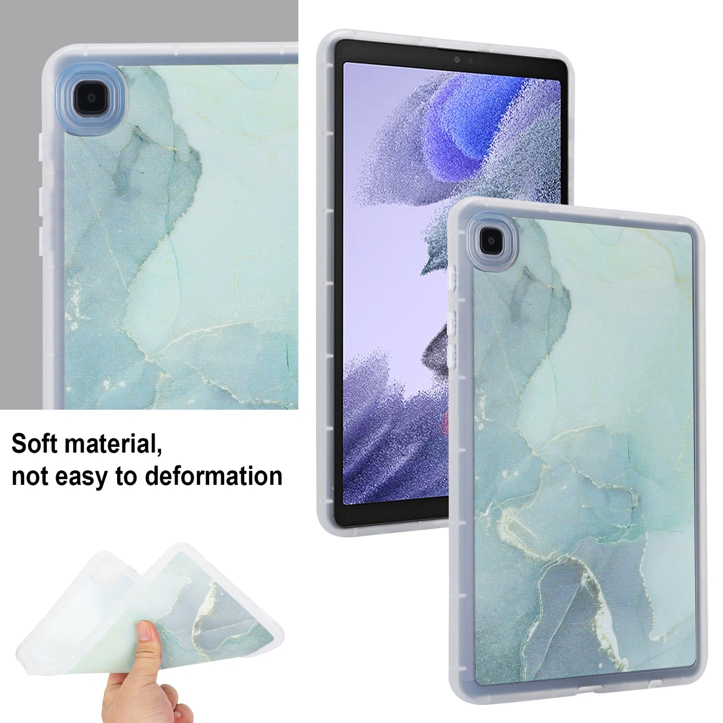 Tablet Case for Samsung Galaxy Tab A7 Lite 8.7-inch T220 T225 , Marble Pattern Printing TPU Soft Skin Protective Cover
