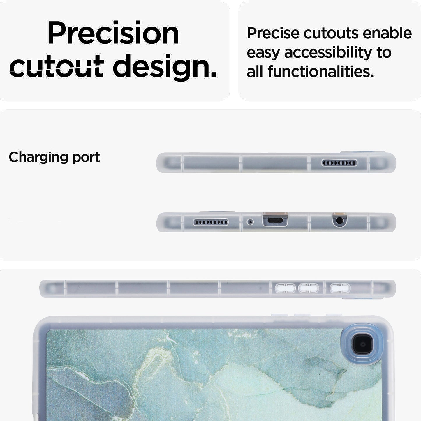 Tablet Case for Samsung Galaxy Tab A7 Lite 8.7-inch T220 T225 , Marble Pattern Printing TPU Soft Skin Protective Cover