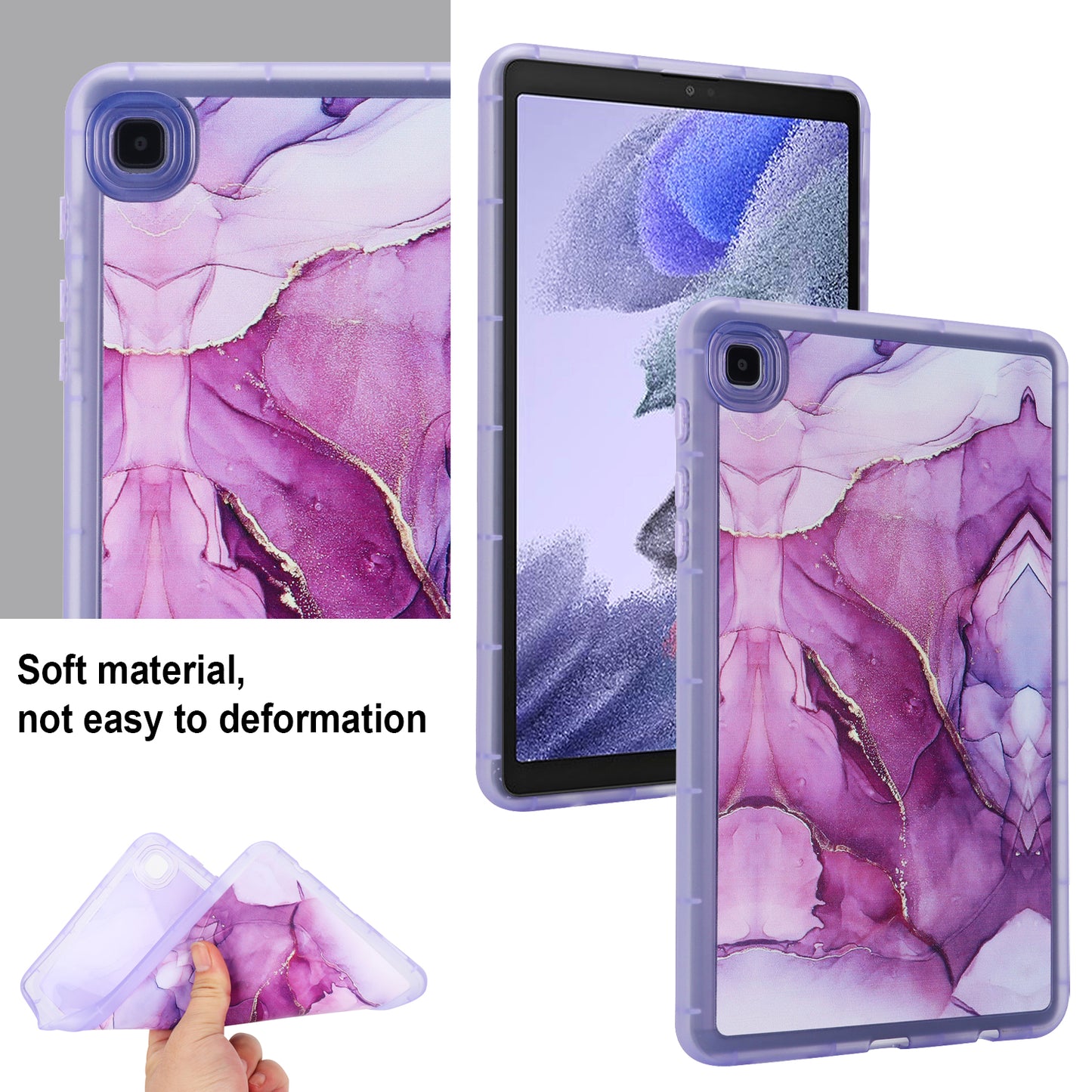 Tablet Case for Samsung Galaxy Tab A7 Lite 8.7-inch T220 T225 , Marble Pattern Printing TPU Soft Skin Protective Cover