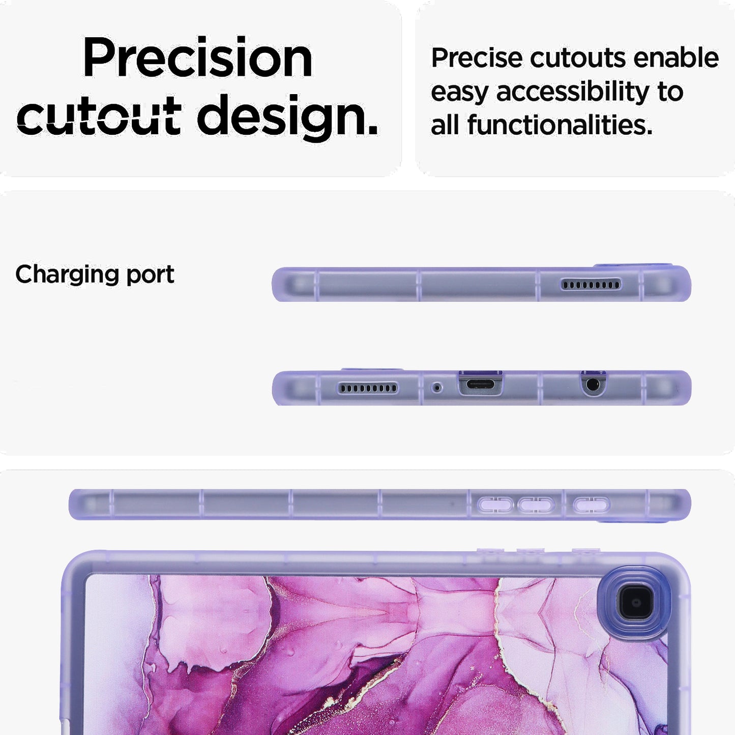 Tablet Case for Samsung Galaxy Tab A7 Lite 8.7-inch T220 T225 , Marble Pattern Printing TPU Soft Skin Protective Cover