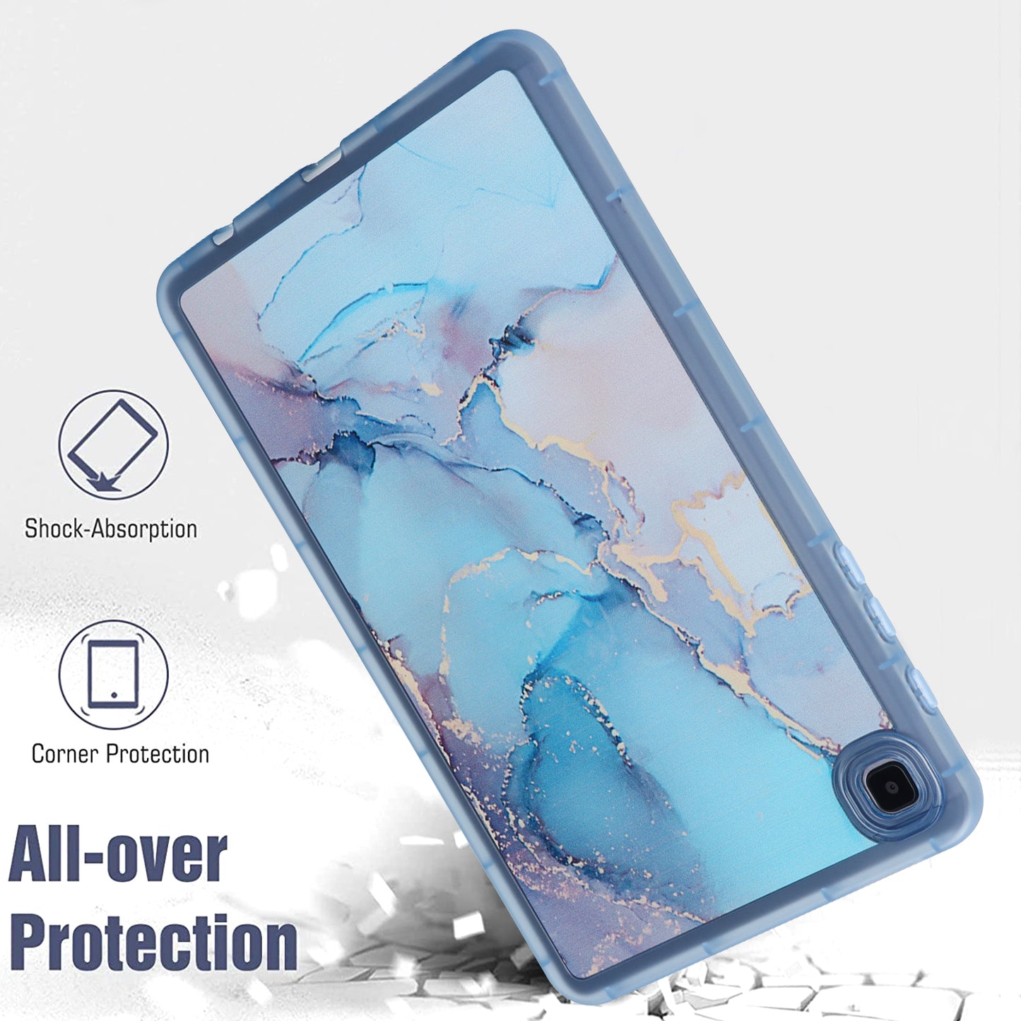 Tablet Case for Samsung Galaxy Tab A7 Lite 8.7-inch T220 T225 , Marble Pattern Printing TPU Soft Skin Protective Cover