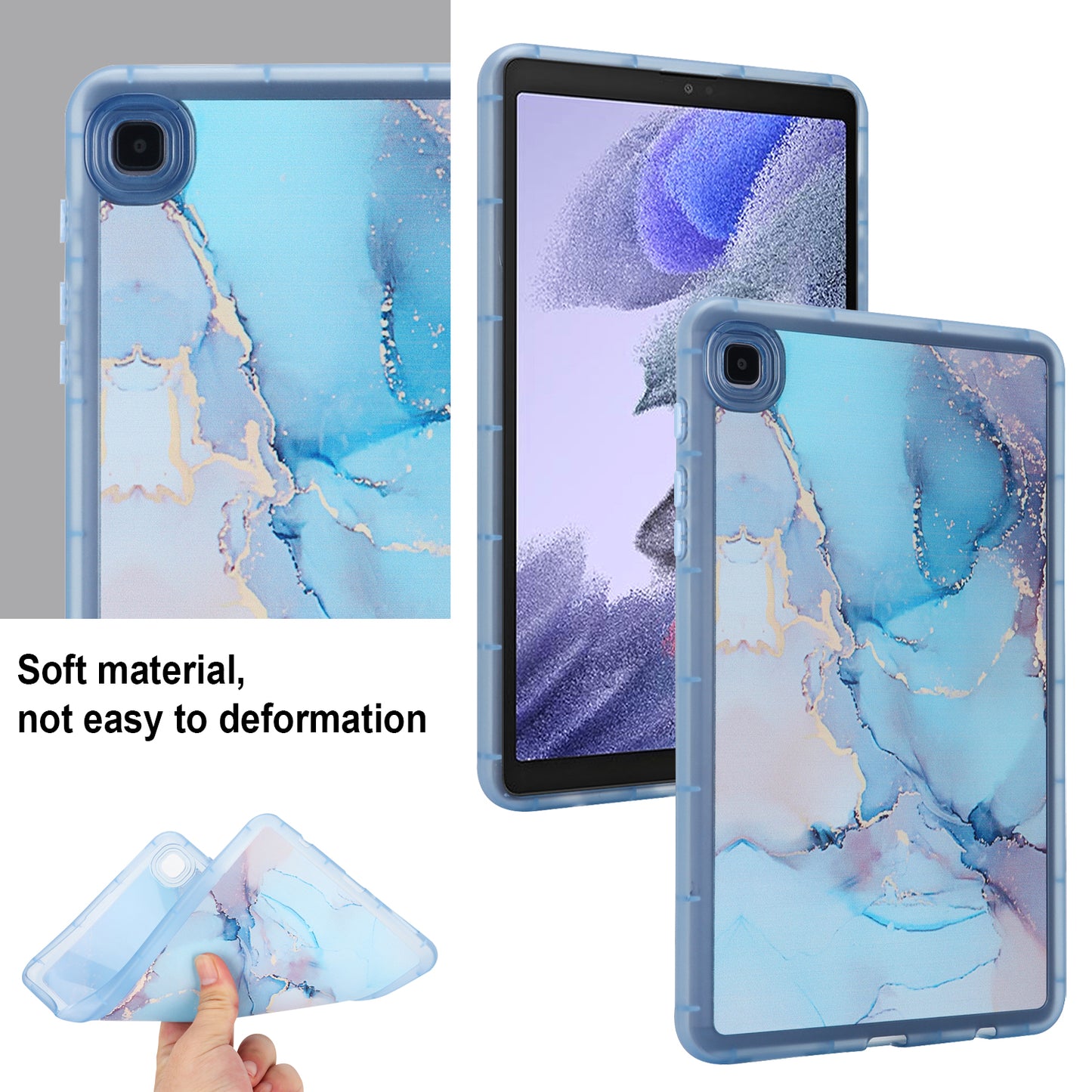 Tablet Case for Samsung Galaxy Tab A7 Lite 8.7-inch T220 T225 , Marble Pattern Printing TPU Soft Skin Protective Cover