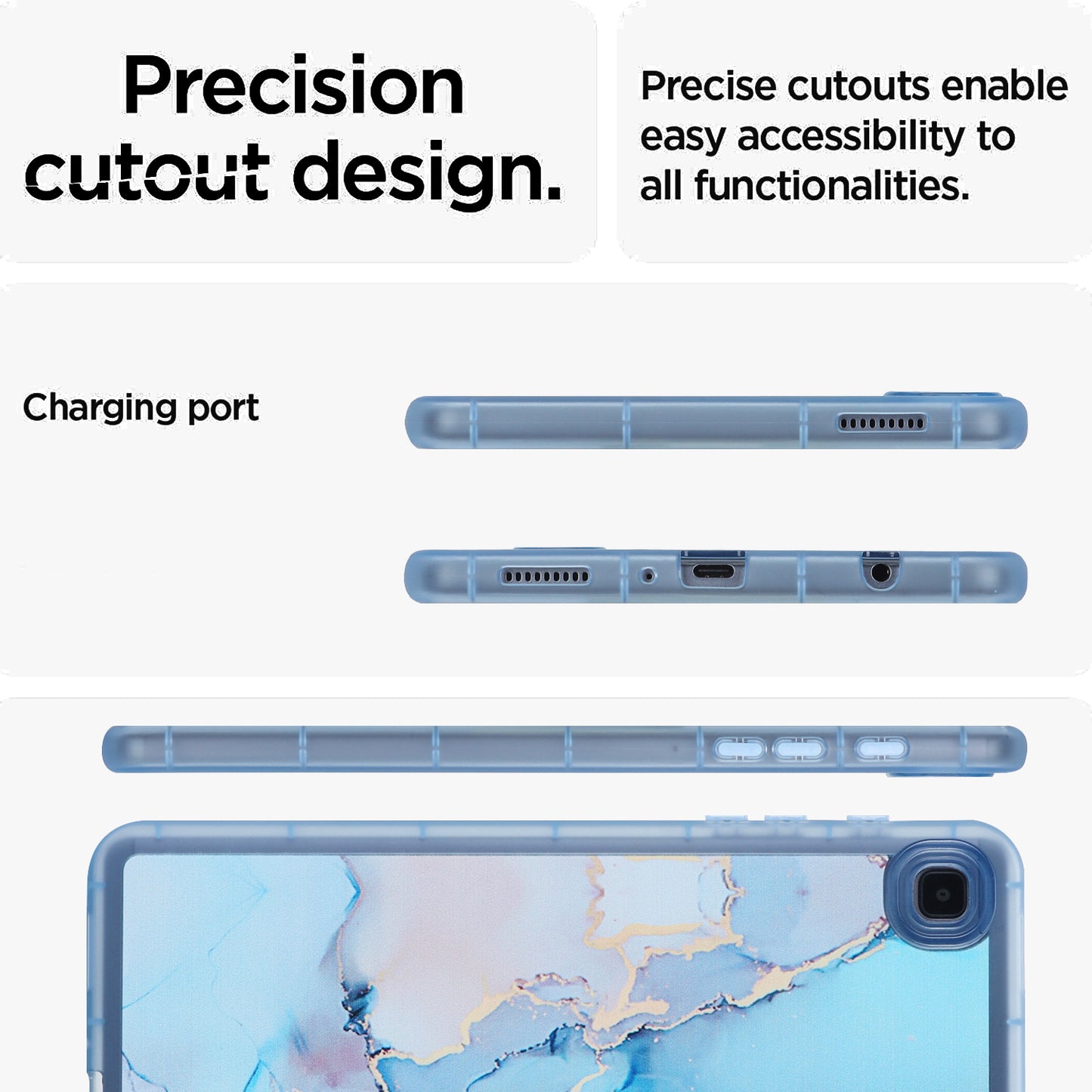 Tablet Case for Samsung Galaxy Tab A7 Lite 8.7-inch T220 T225 , Marble Pattern Printing TPU Soft Skin Protective Cover