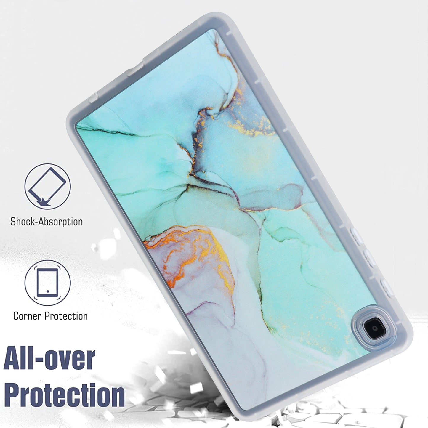 Tablet Case for Samsung Galaxy Tab A7 Lite 8.7-inch T220 T225 , Marble Pattern Printing TPU Soft Skin Protective Cover