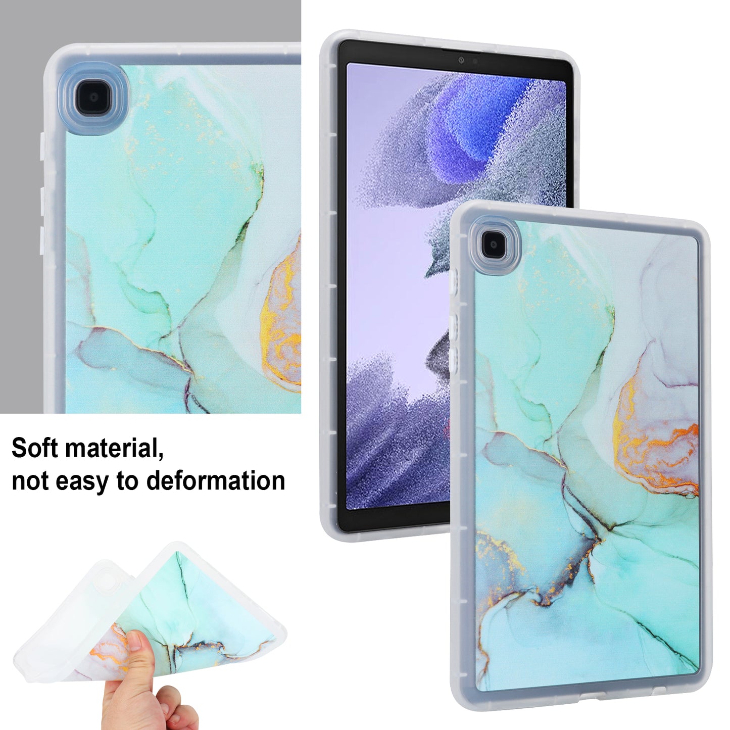Tablet Case for Samsung Galaxy Tab A7 Lite 8.7-inch T220 T225 , Marble Pattern Printing TPU Soft Skin Protective Cover