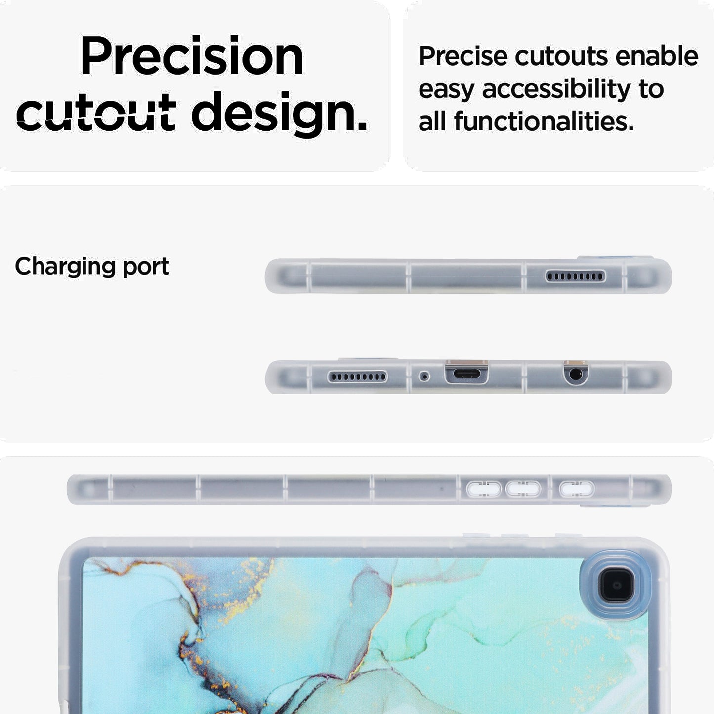 Tablet Case for Samsung Galaxy Tab A7 Lite 8.7-inch T220 T225 , Marble Pattern Printing TPU Soft Skin Protective Cover