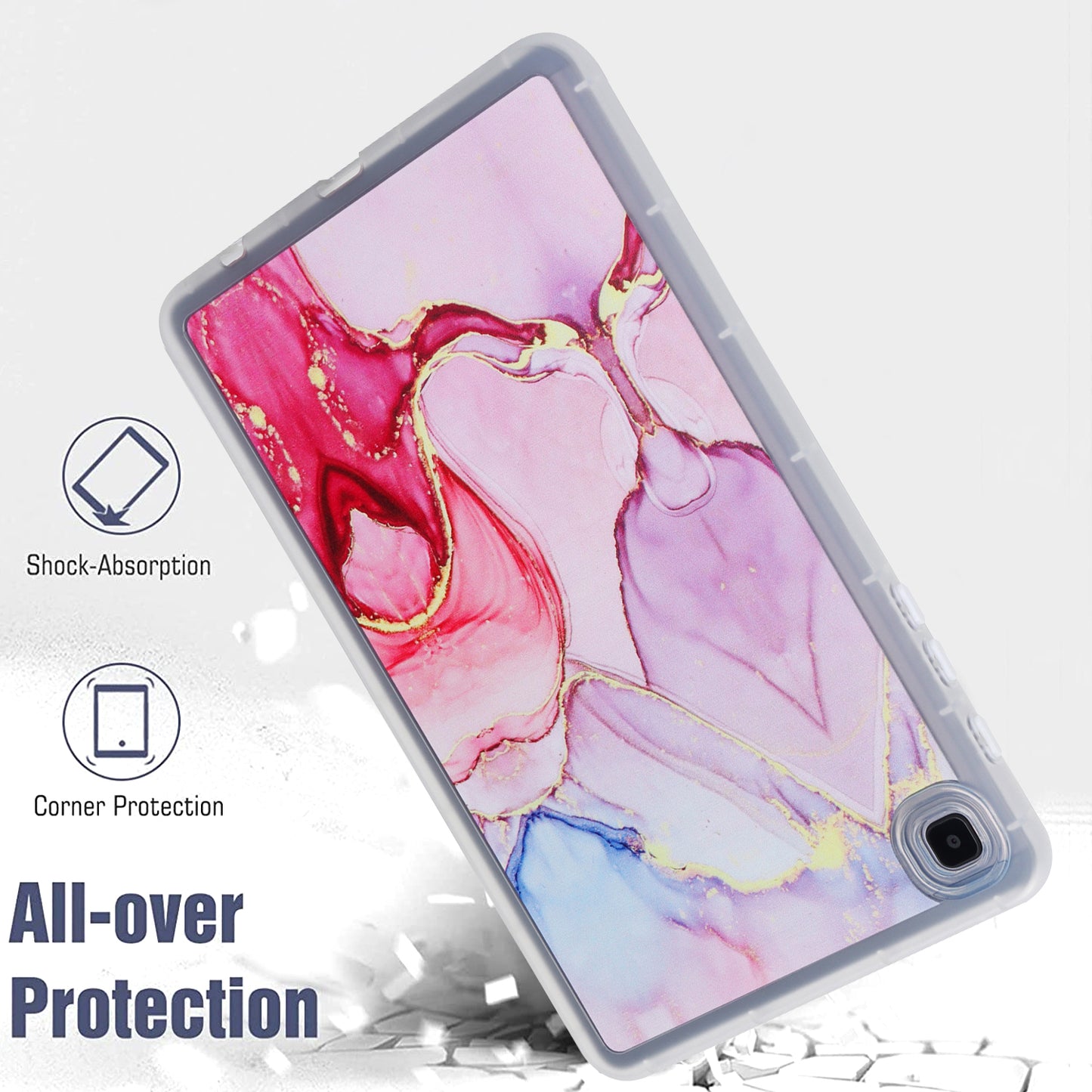 Tablet Case for Samsung Galaxy Tab A7 Lite 8.7-inch T220 T225 , Marble Pattern Printing TPU Soft Skin Protective Cover