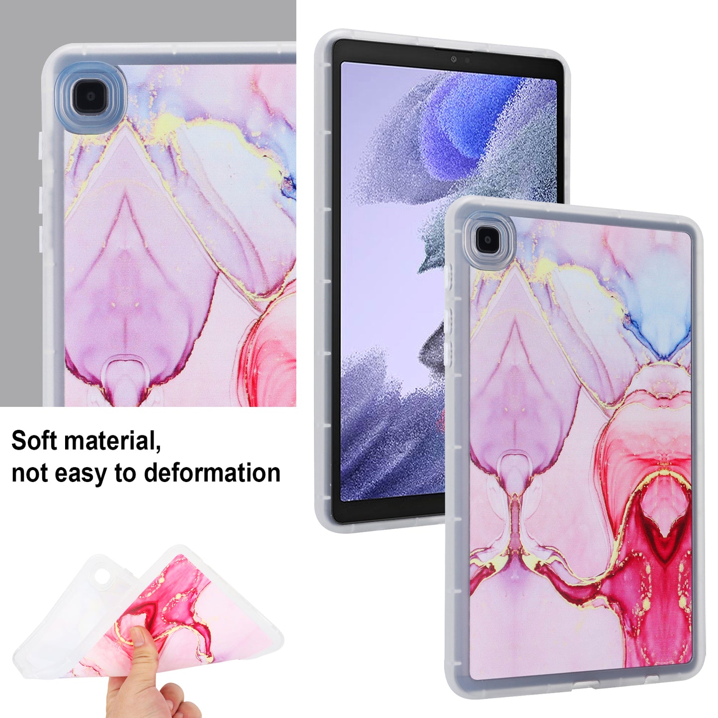 Tablet Case for Samsung Galaxy Tab A7 Lite 8.7-inch T220 T225 , Marble Pattern Printing TPU Soft Skin Protective Cover