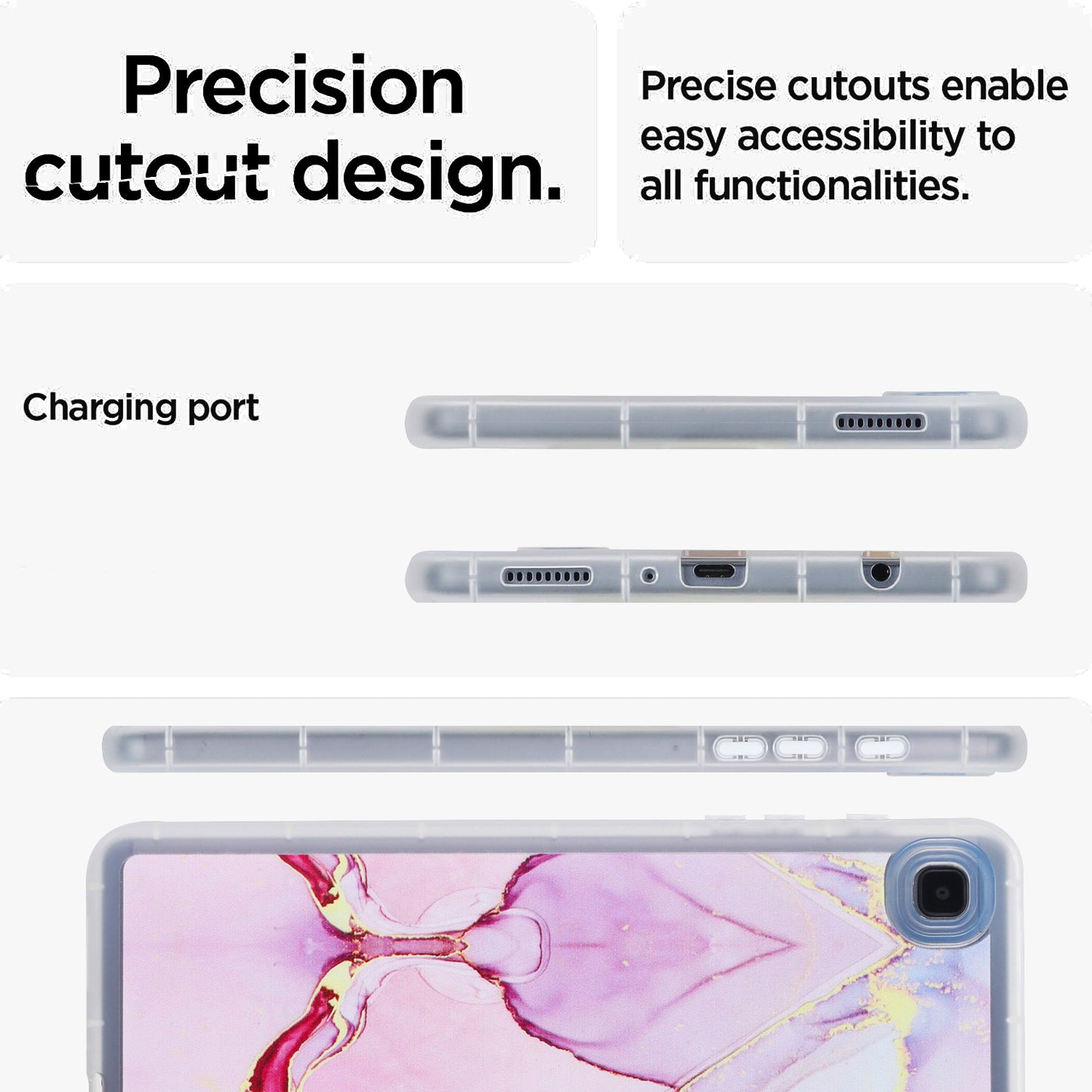 Tablet Case for Samsung Galaxy Tab A7 Lite 8.7-inch T220 T225 , Marble Pattern Printing TPU Soft Skin Protective Cover